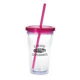 Double Wall Clear Tumblers with Colored Lid (18 oz.) Imprinted with Logo (Q708311)