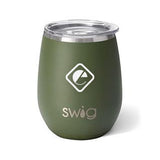 14 Oz. Swig Matte Stemless Wine Cup - Matte Olive Imprinted with Logo (Q760522)