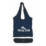 7 Oz. Navy Canvas Foldable Sling Tote Bag Imprinted with Logo (Q791211)