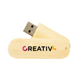 Hinsdale Eco-Friendly Bamboo Swivel Flashdrive 16G 4CP Imprinted with Logo (Q818422)