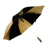 The 56 Inch Arc Black-Metallic Gold Auto Open Umbrella Imprinted with Logo (Q917422)