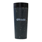 16 Oz. Circular Cup Travel Mug - Cosmic Black-Black Imprinted with Logo (Q927522)