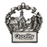 Pewter Finish Village Scene Ornament Imprinted with Logo (Q95347)