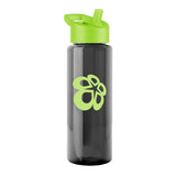 32 Oz. Trans. Bottle - Flip Straw Lid Imprinted with Logo (Q953722)