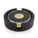 Two Round Coasters With Wood Tray Imprinted with Logo (Q956622)