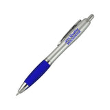 Silver Barrel Pens with Colored Rubber Grip Imprinted with Logo (Q969311)