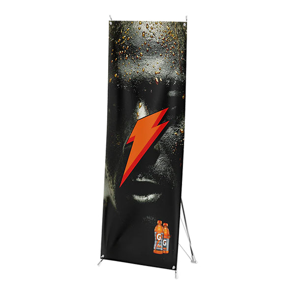 24 x 66 Inch Tripod X Banner  Imprinted with Logo (Q103922)