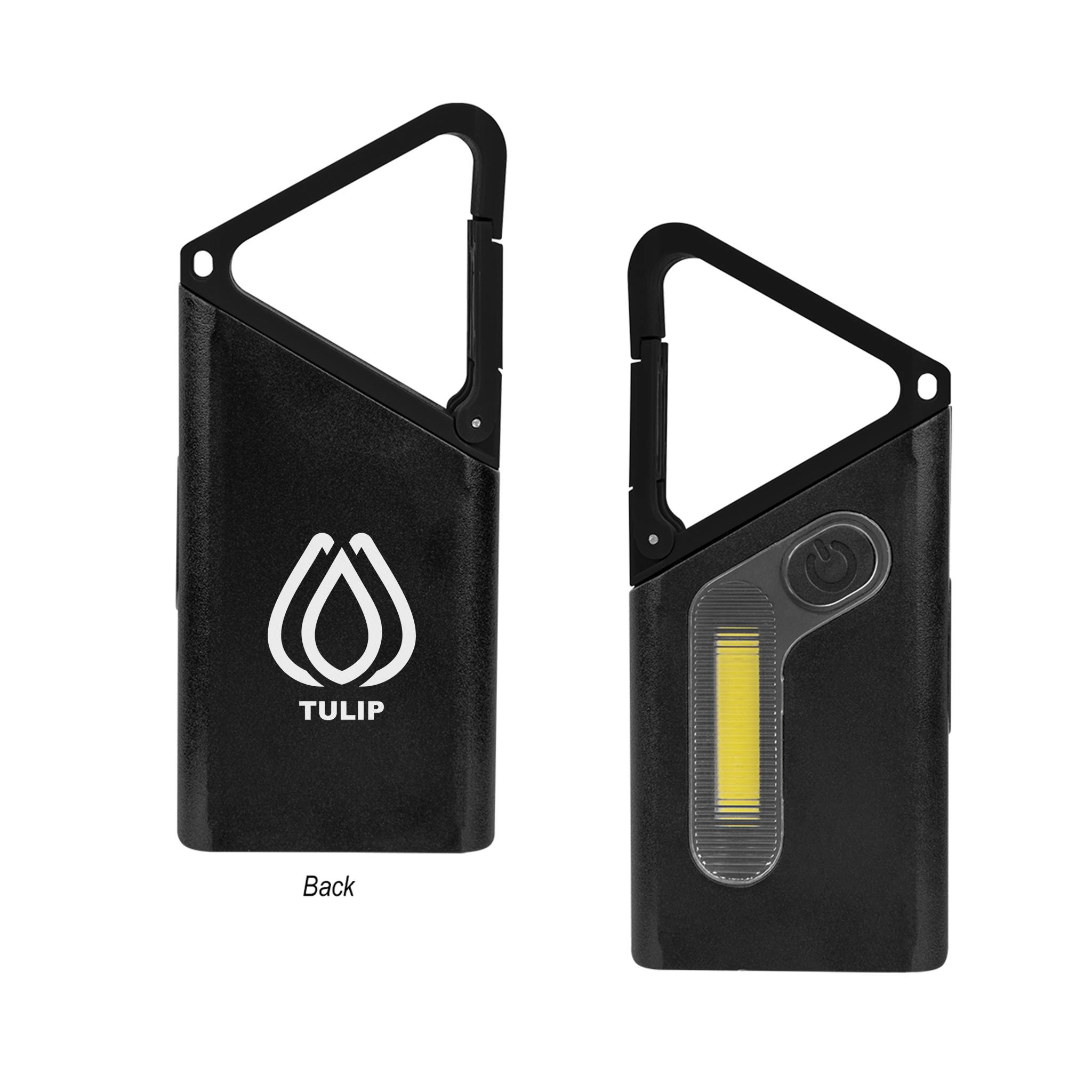 Clip ’N Glow Rechargeable Carabiner COB Flashlight  Imprinted with Logo (Q106432)