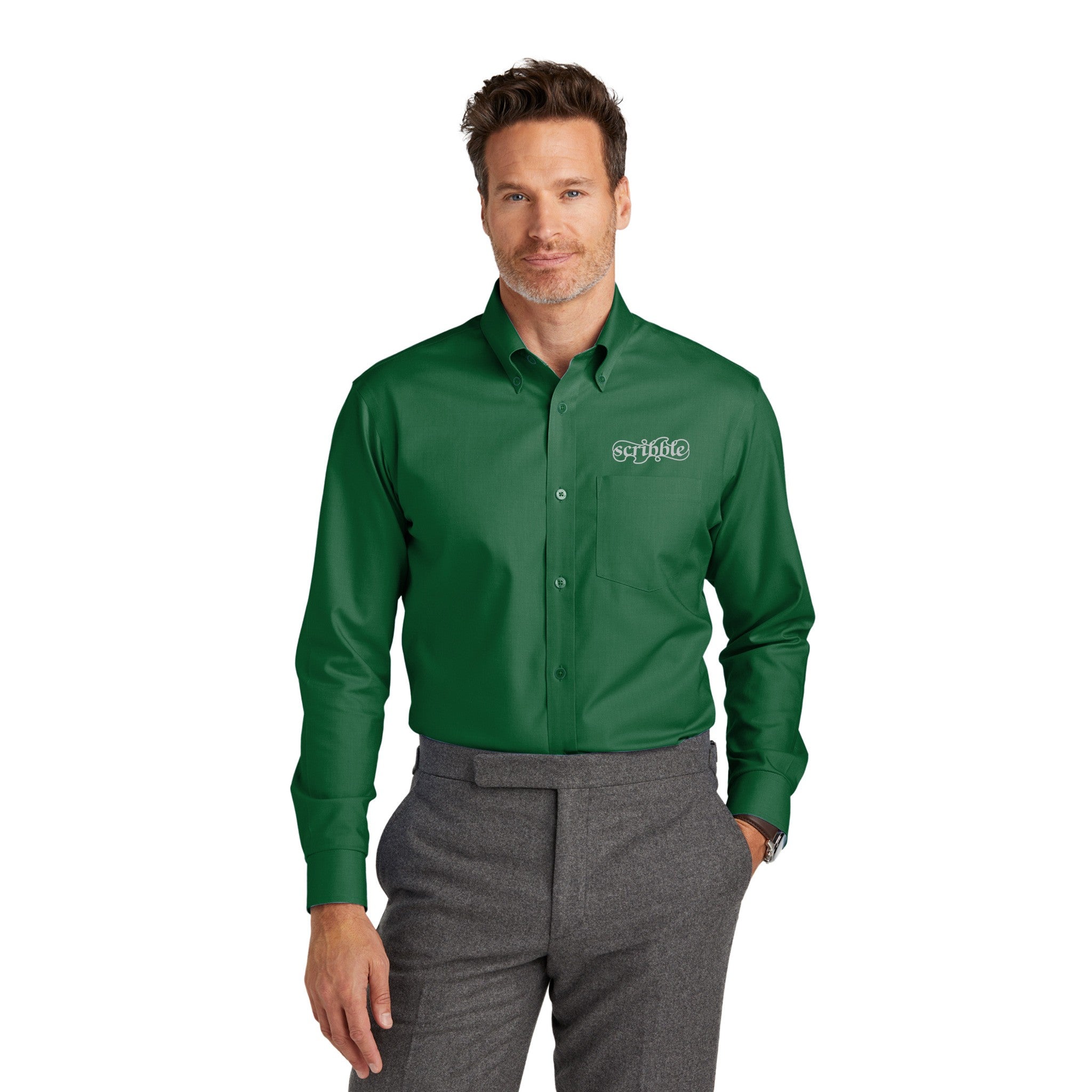 Brooks Brothers® Wrinkle-Free Stretch Nailhead Shirt  Imprinted with Logo (Q109722)