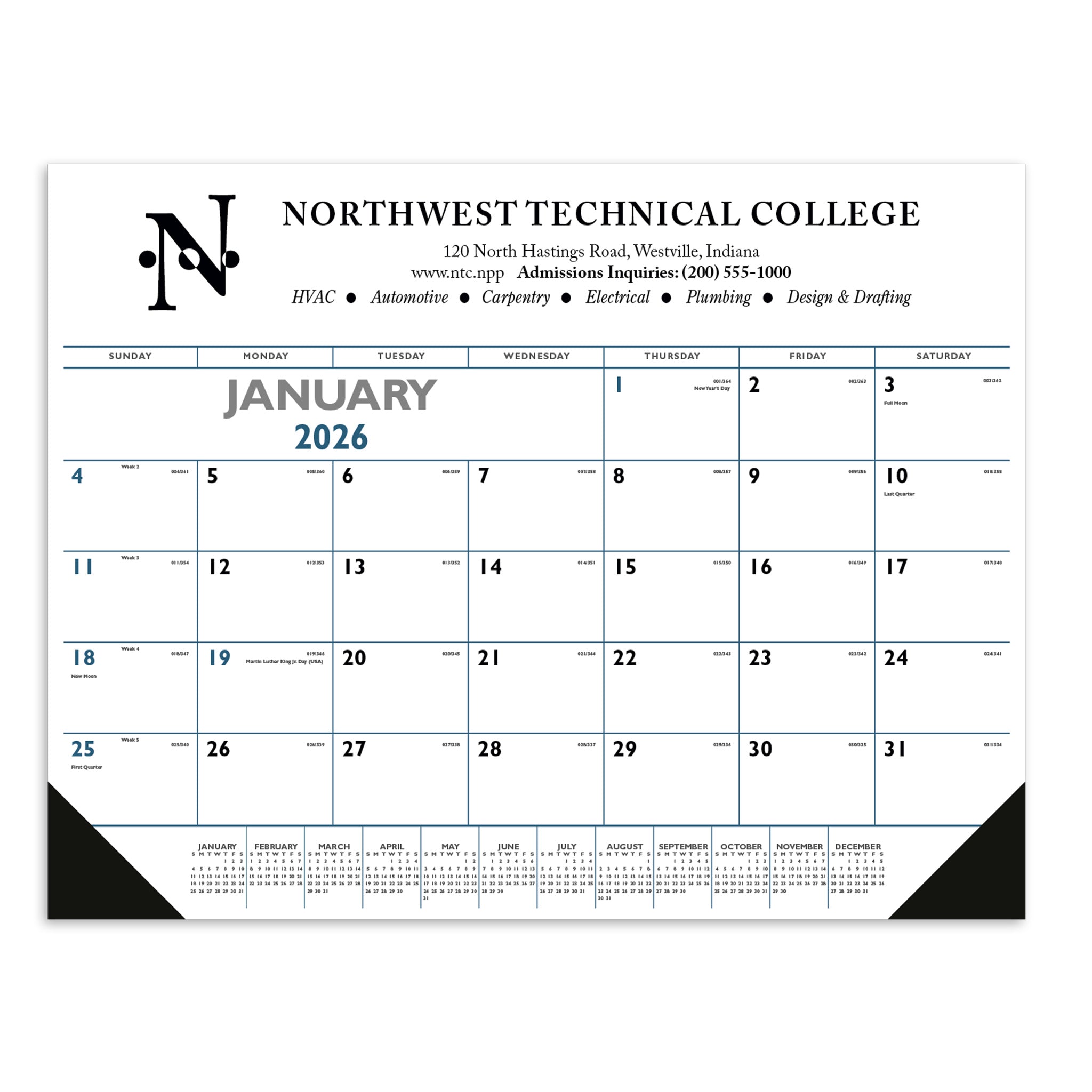 Red & Black Desk Pad With Vinyl Corner Calendar (Q114722)
