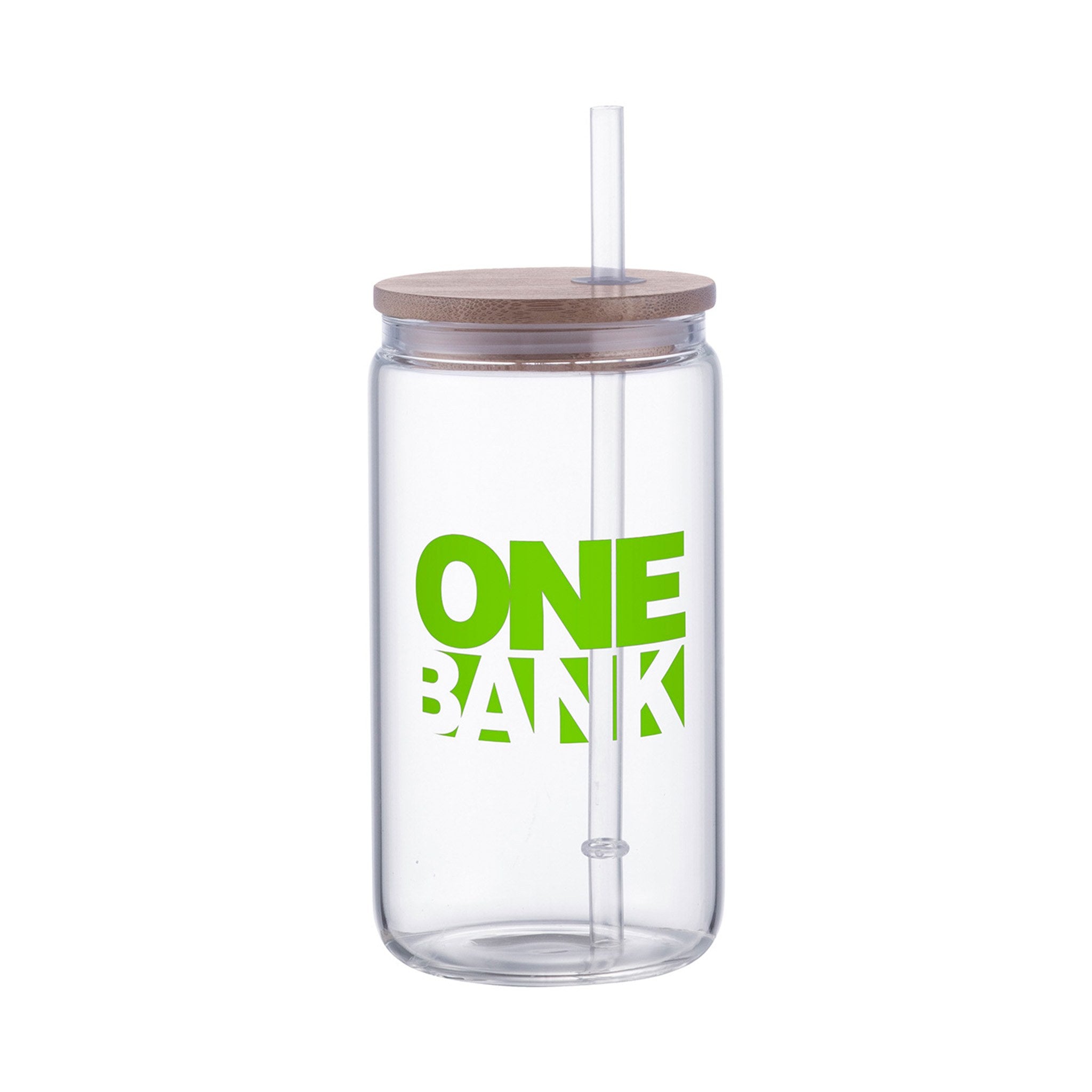 Doto 18 Oz. Glass Jar With Straw & Bamboo Lid  Imprinted with Logo (Q123532)