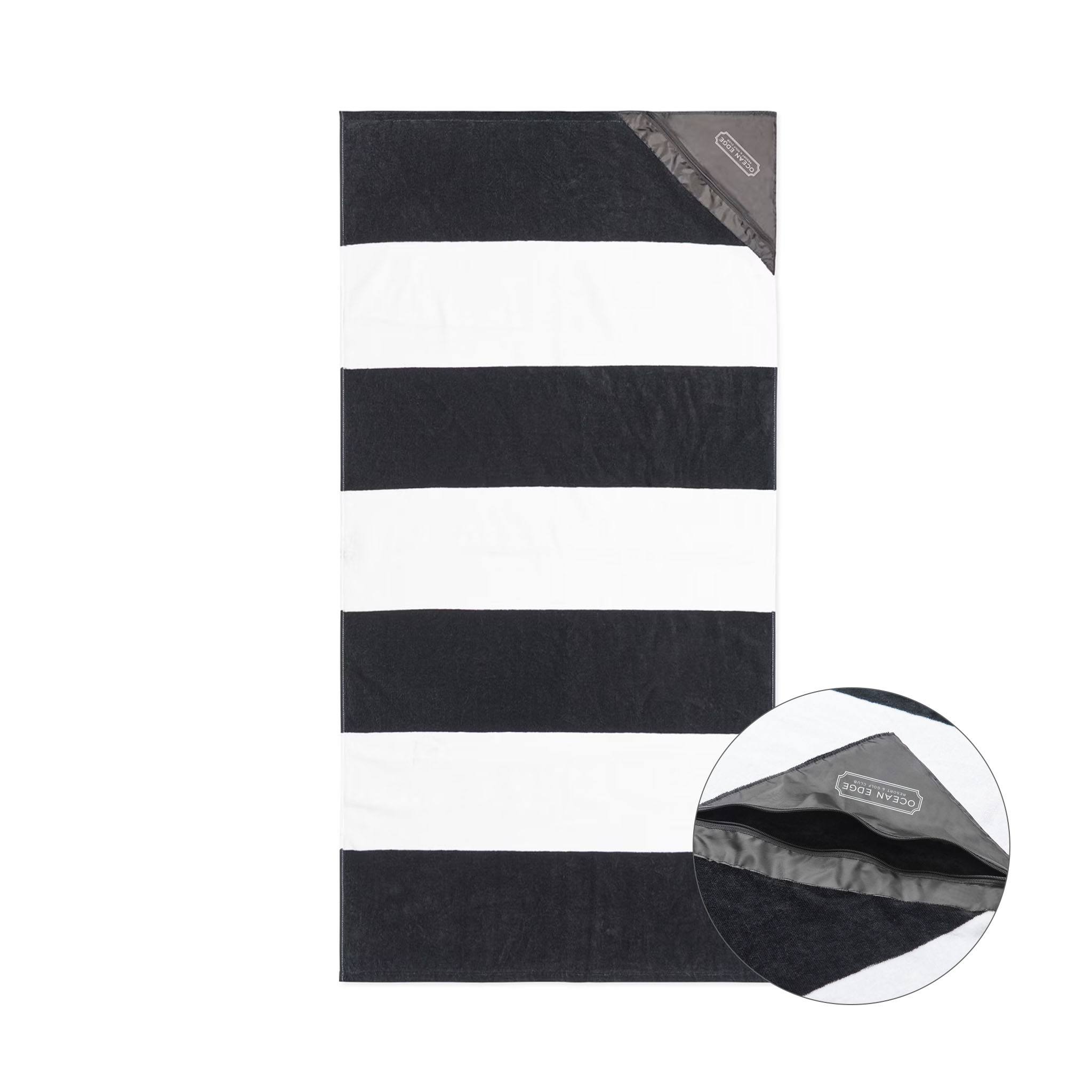 Slowtide® Pocket Beach Towel - Porto Black  Imprinted with Logo (Q123622)