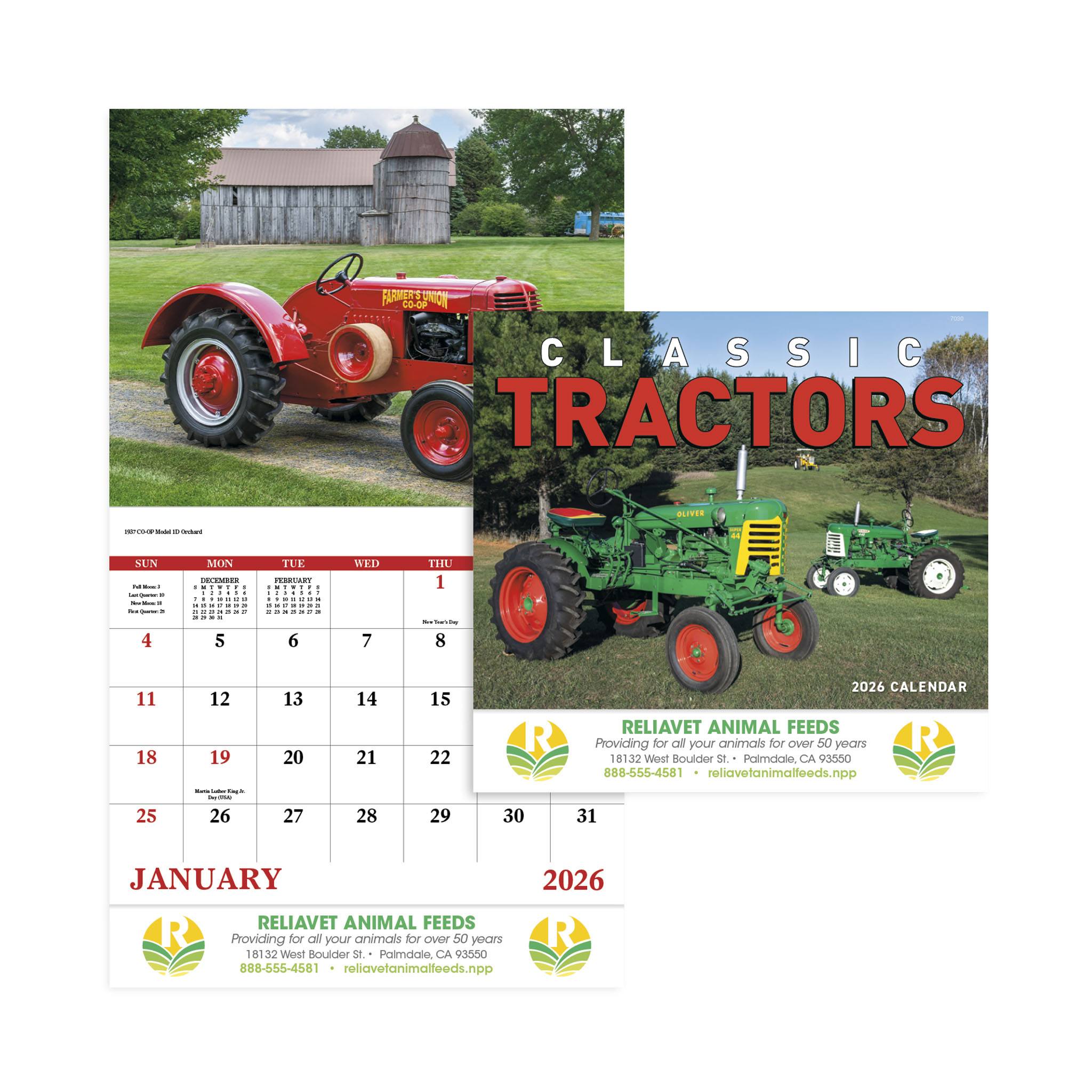 Classic Tractor - Stapled Calendar  Imprinted with Logo (Q125722)