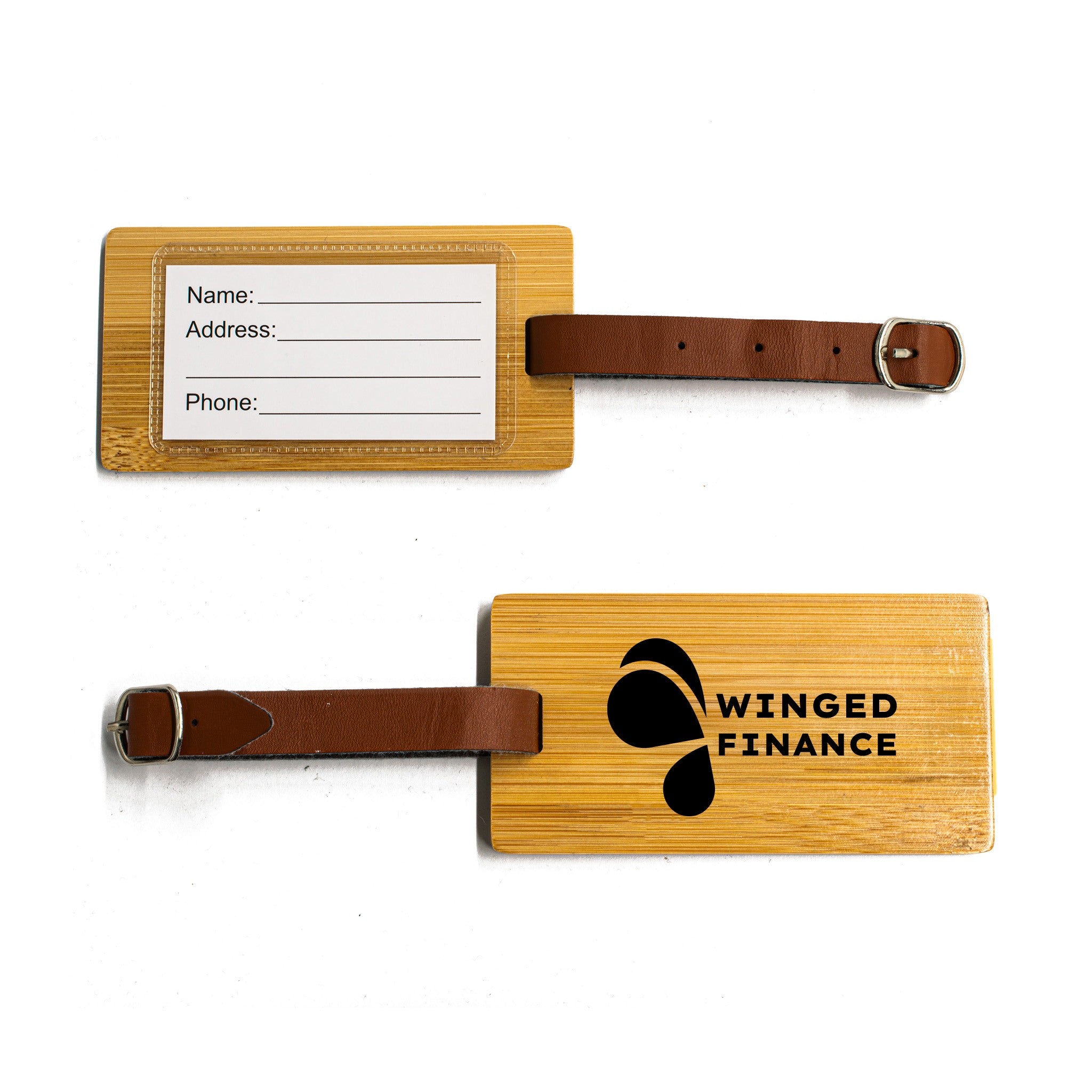 Rectangle Bamboo Luggage Tag  Imprinted with Logo (Q126432)