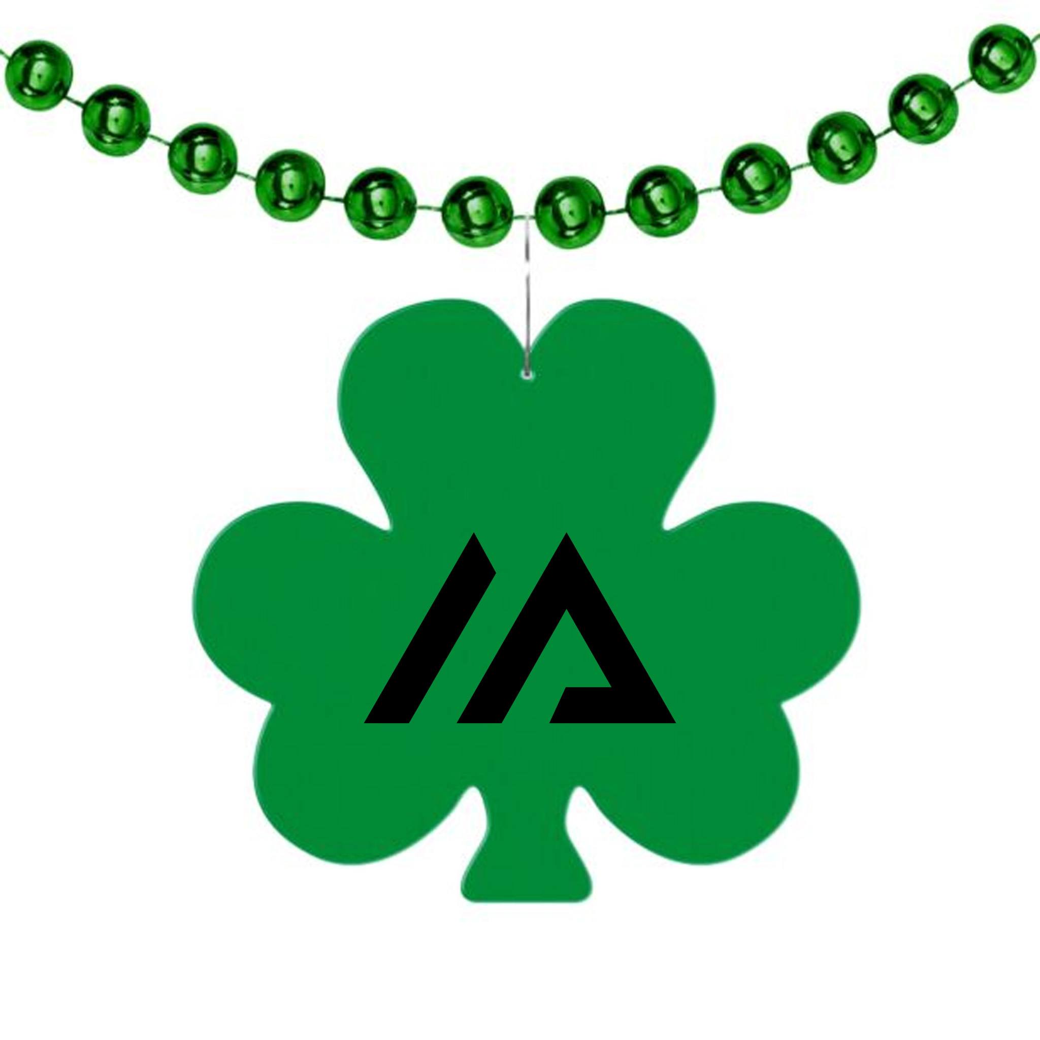 2.5 Inch Green Shamrock Plastic Medallion Badges  Imprinted with Logo (Q130332)