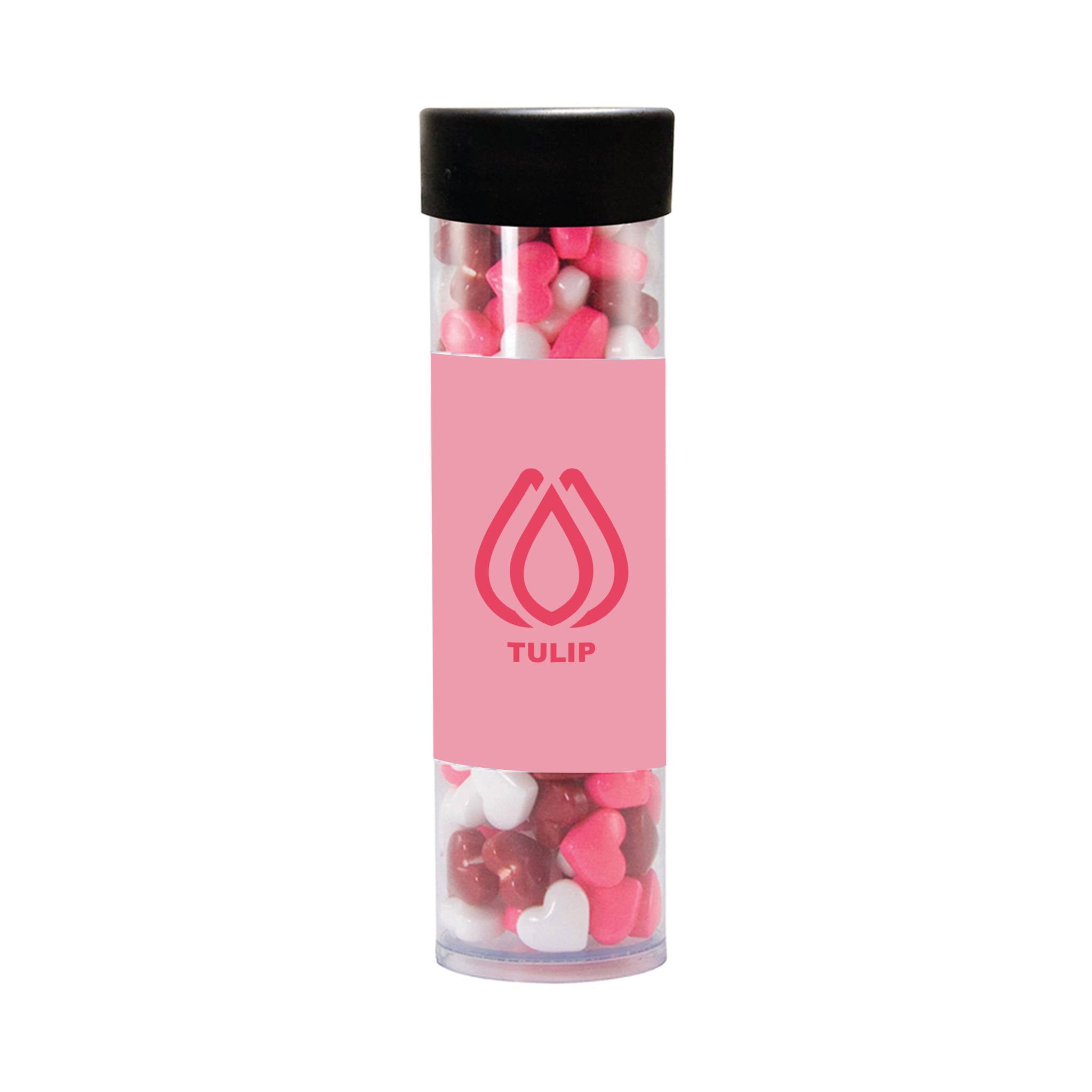Gourmet Plastic Tube Hearts (Large)  Imprinted with Logo (Q133222)