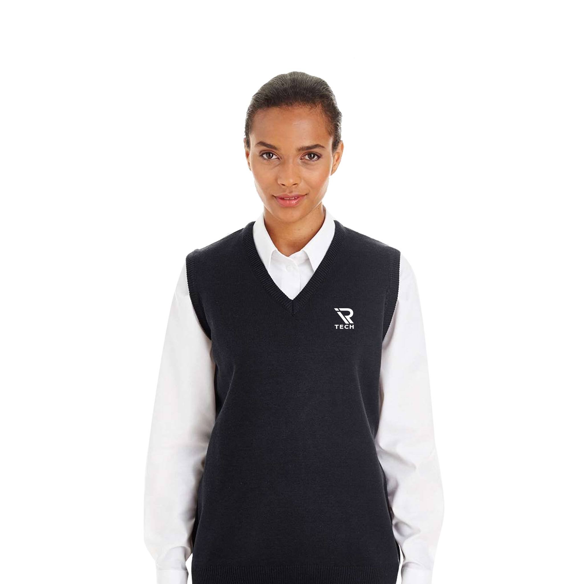 Harriton Ladies' Pilbloc™ V-Neck Sweater Vest  Imprinted with Logo (Q138922)