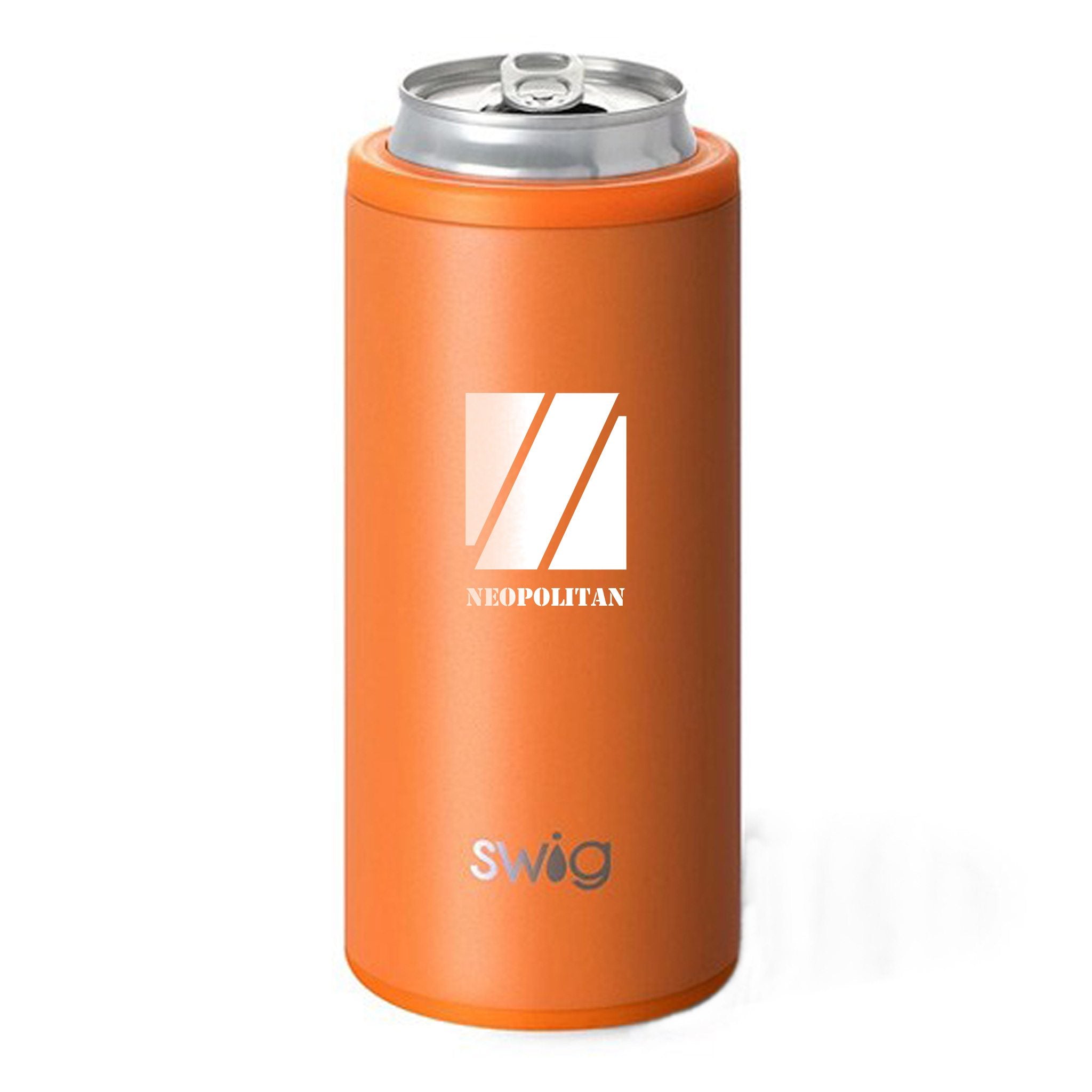 12 Oz. Swig Skinny Can Cooler - Matte Orange  Imprinted with Logo (Q140522)