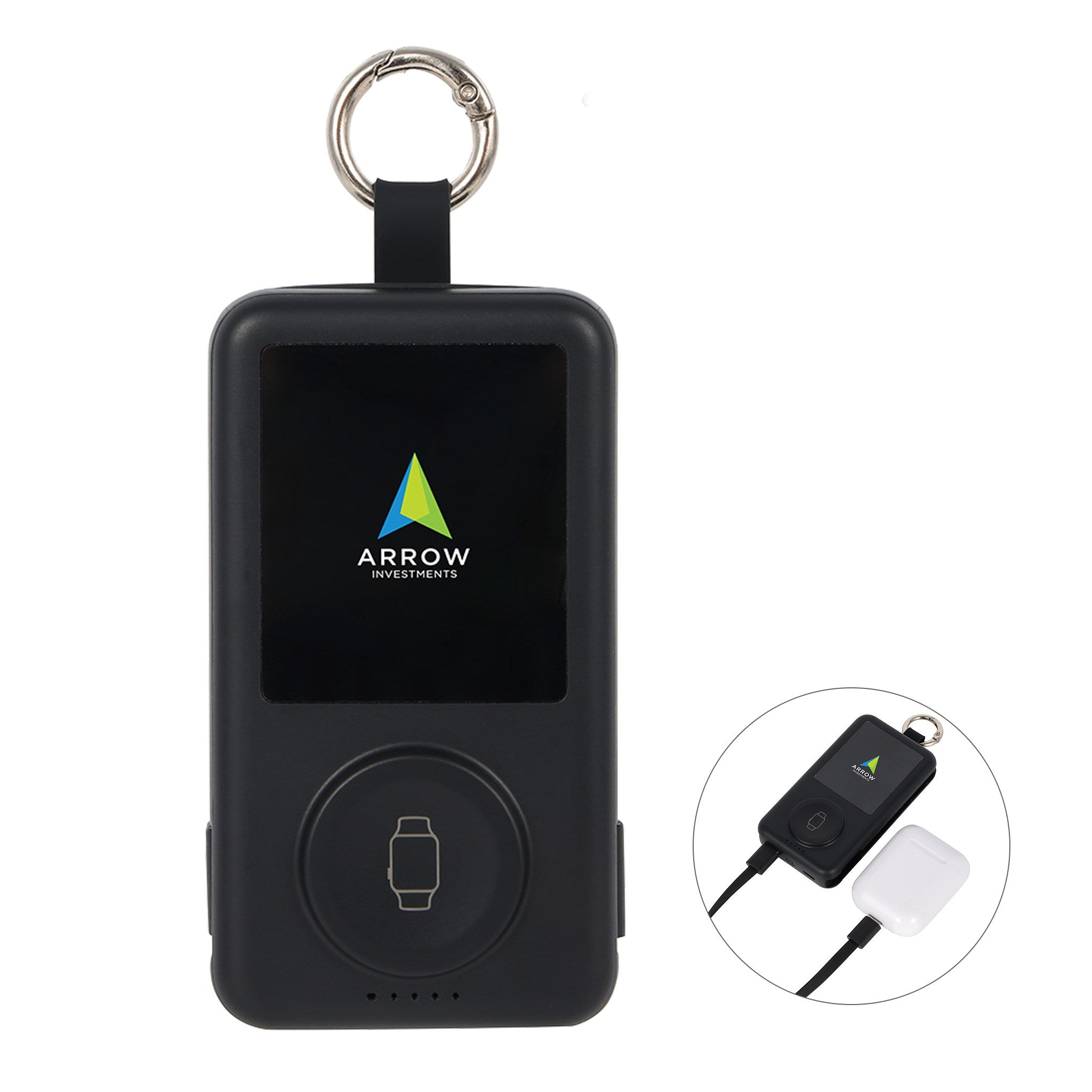 Charter 6200mAh Light Up Power Bank With Watch Charger & Keyring  Imprinted with Logo (Q148532)