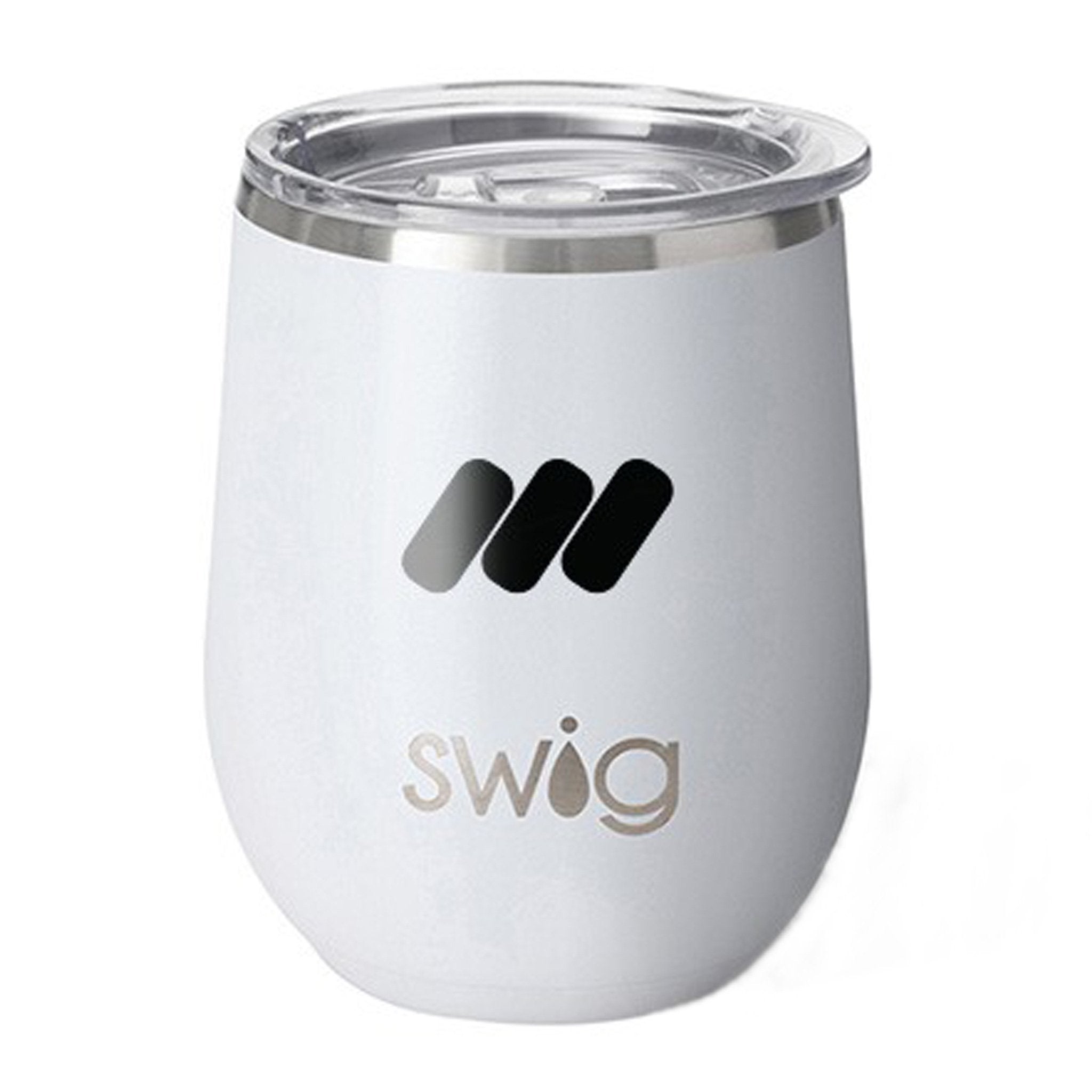 12 Oz. Swig Matte Stemless Wine Cup - Matte White  Imprinted with Logo (Q150522)