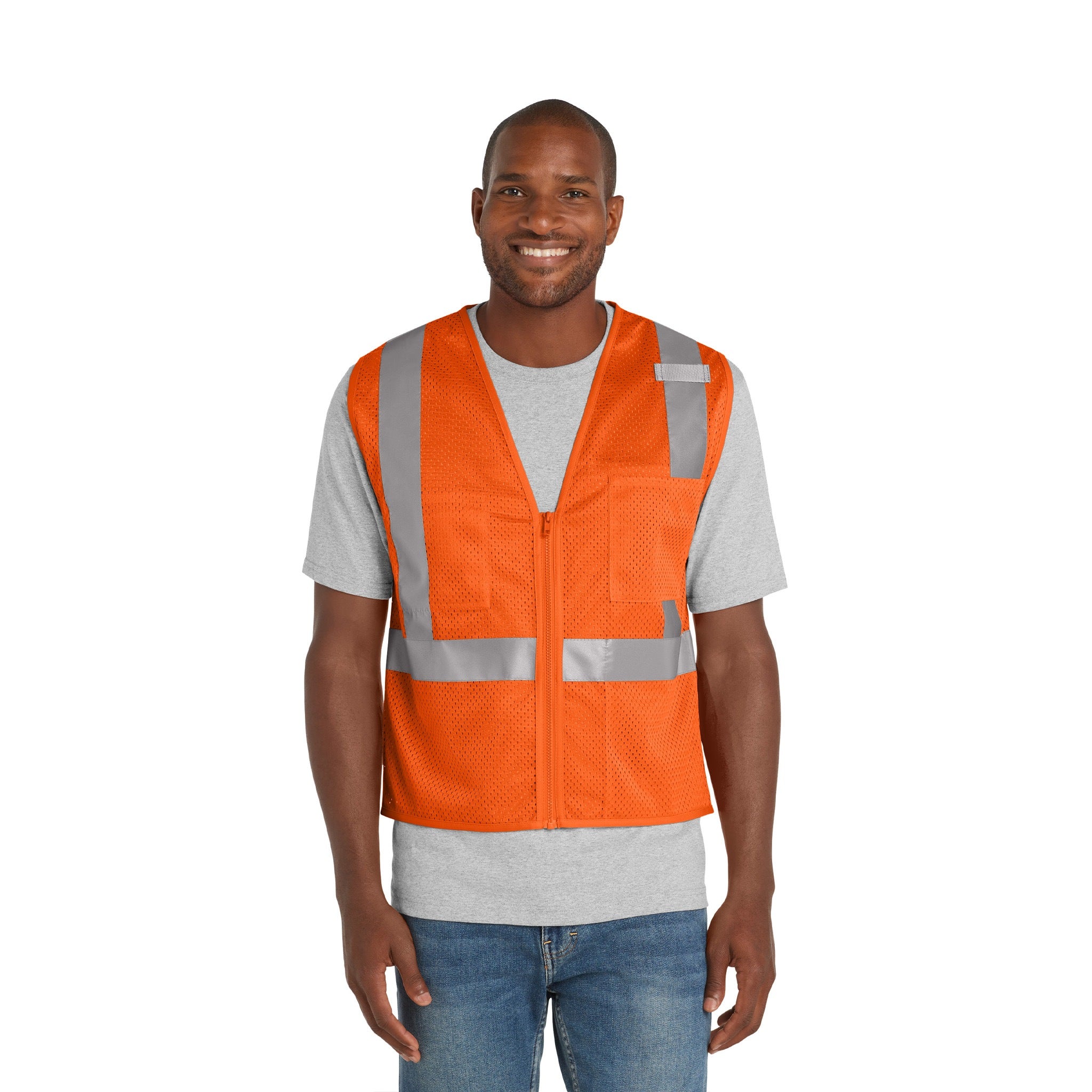 CornerStone® ANSI 107 Class 2 Mesh Zippered Vest  Imprinted with Logo (Q153332)