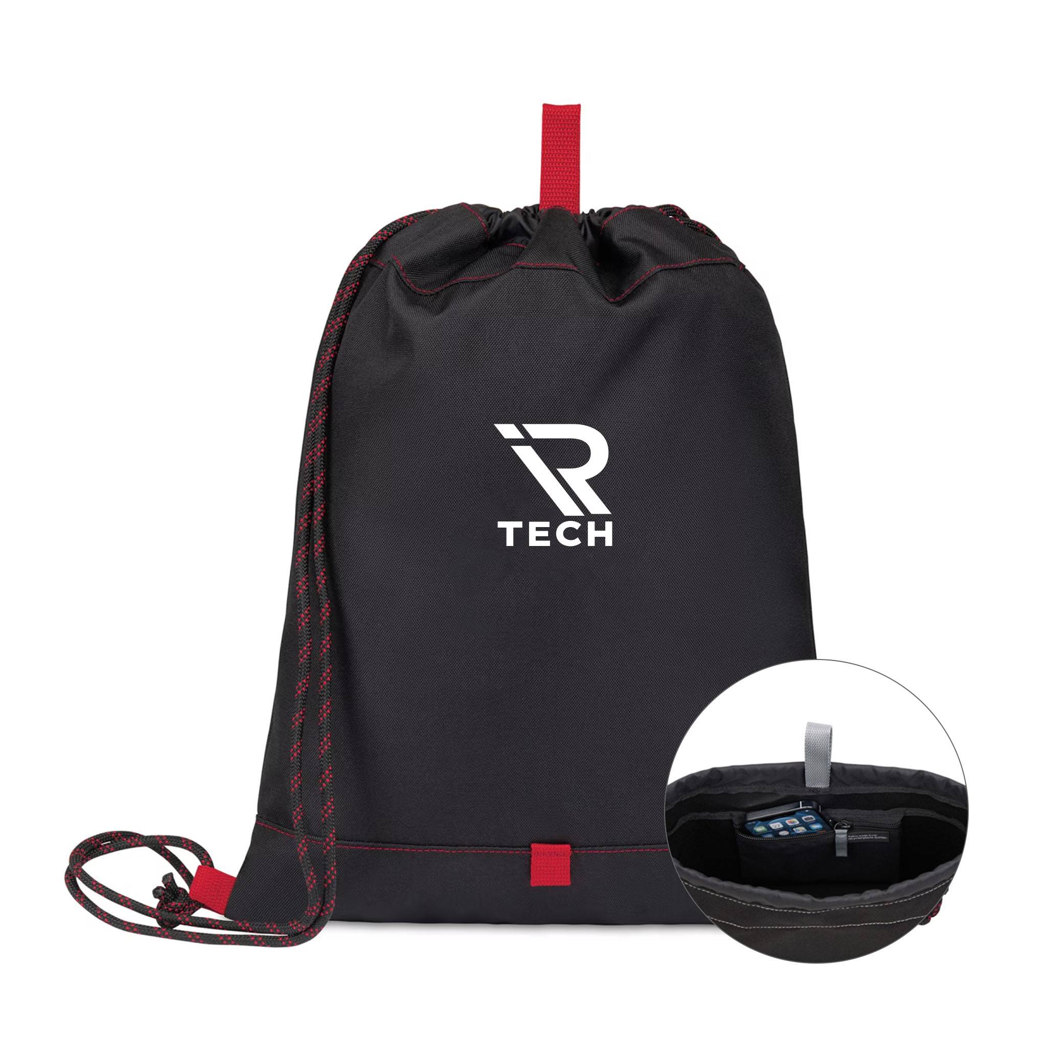 Repeat Recycled Poly Cinchpack - Red  Imprinted with Logo (Q154822)