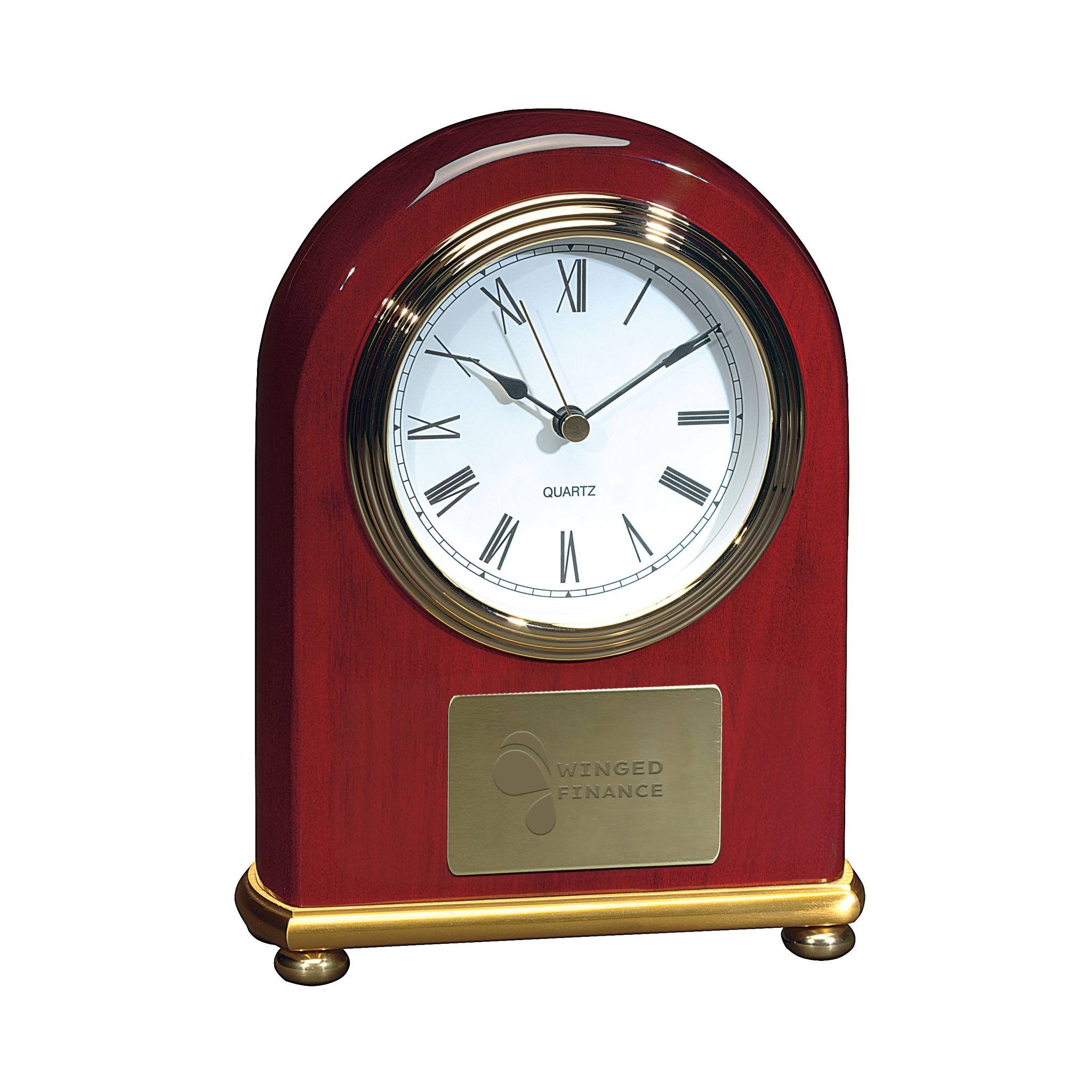 Rosewood Arch Clock  Imprinted with Logo (Q156622)