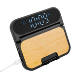15W Bamboo Folding Charger With Digital Clock (Q157122)