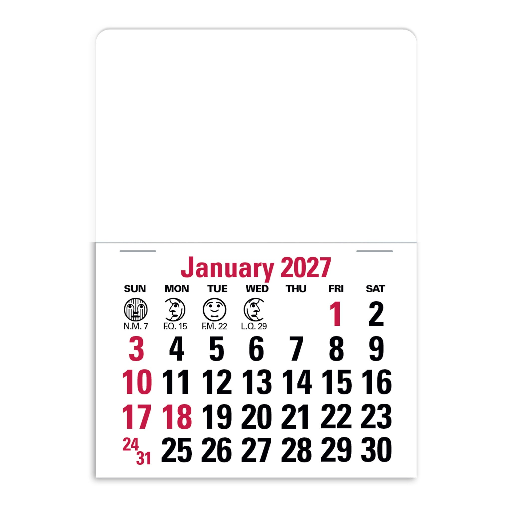 4C Press-N-Stick Header Standard Calendar (14-Month)  Imprinted with Logo (Q159122)