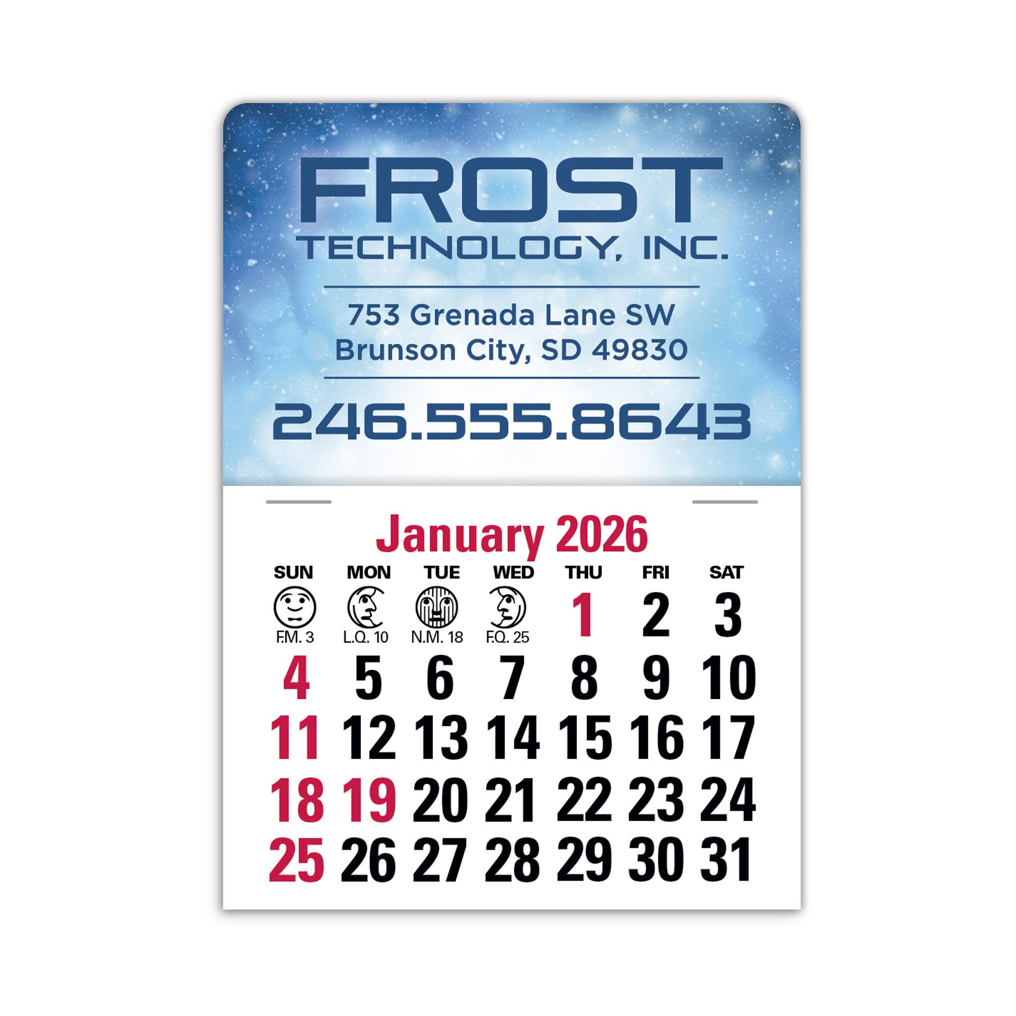 4C Press-N-Stick Header Standard Calendar (14-Month)  Imprinted with Logo (Q159122)