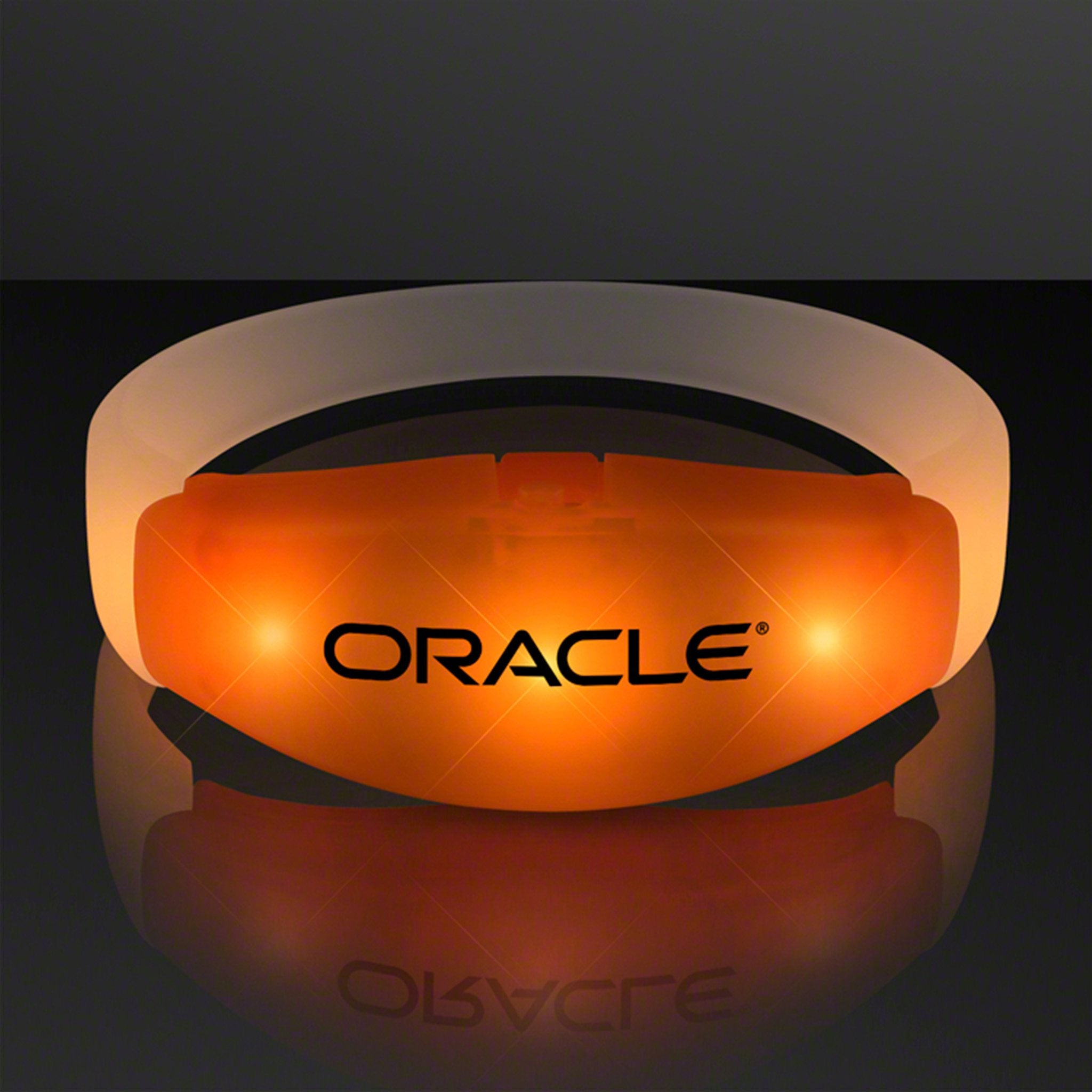 Orange LED Steady Illumination Stretch Bracelet  Imprinted with Logo (Q162632)