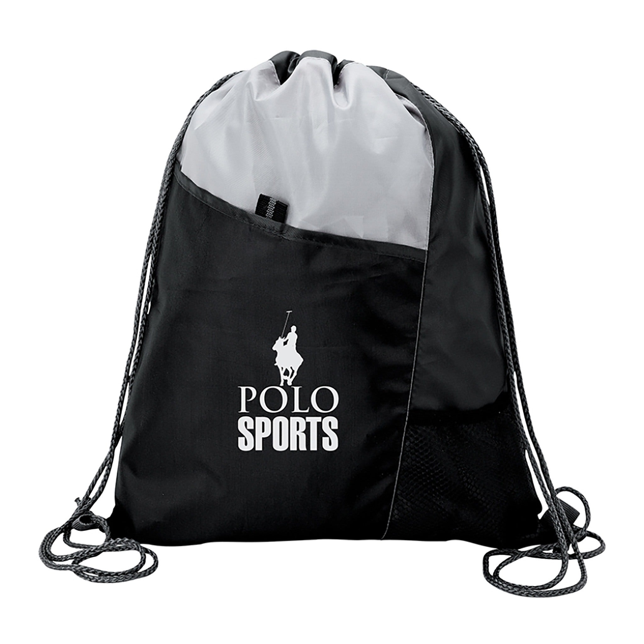 Mesh Drawstring Bags with Front Pull-Tab Pocket  Imprinted with Logo (Q164311)