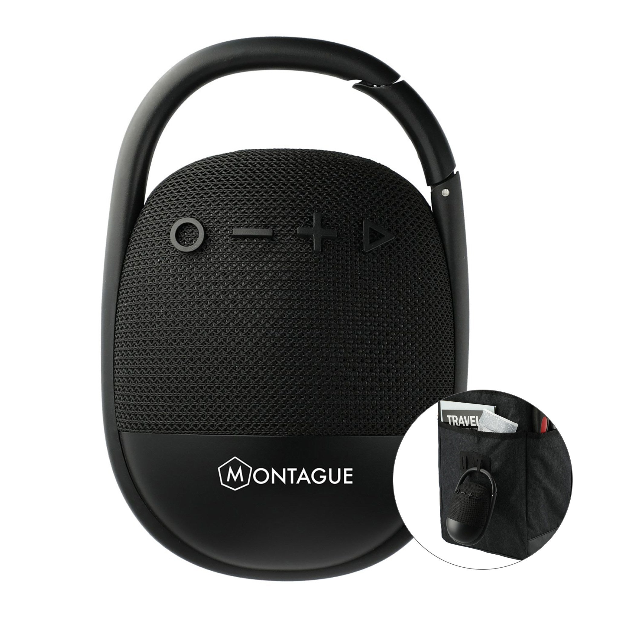 Fabric Clip Waterproof Bluetooth Speaker  Imprinted with Logo (Q164422)