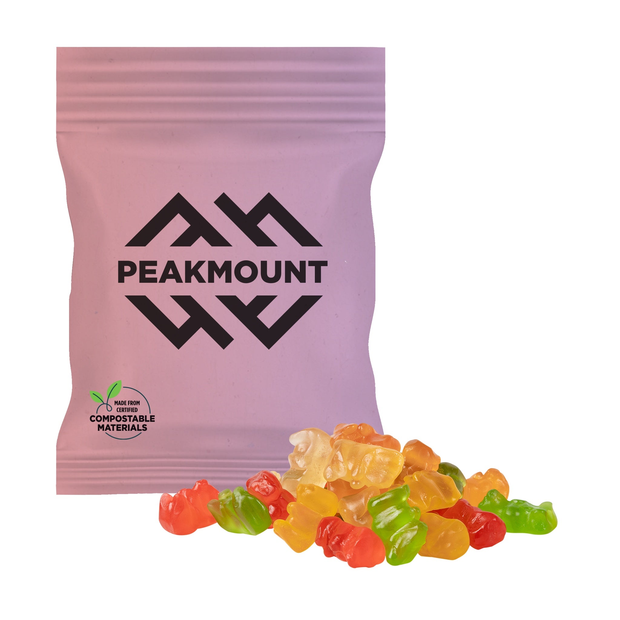 2 Oz. ECO-Digibag - Compostable & Full Color Gummy Bears  Imprinted with Logo (Q176222)