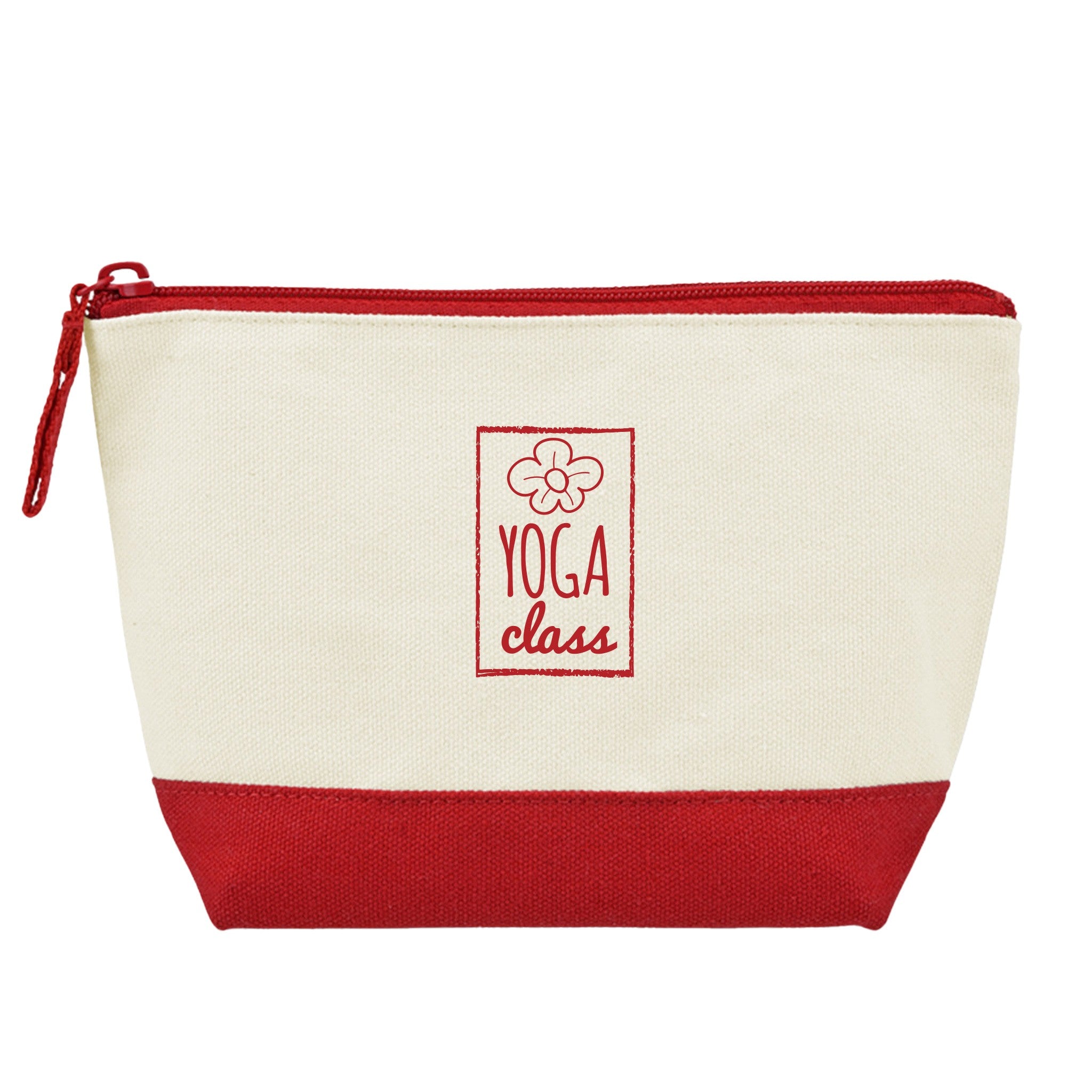 Canvas Zippered Pouch - Red  Imprinted with Logo (Q176532)
