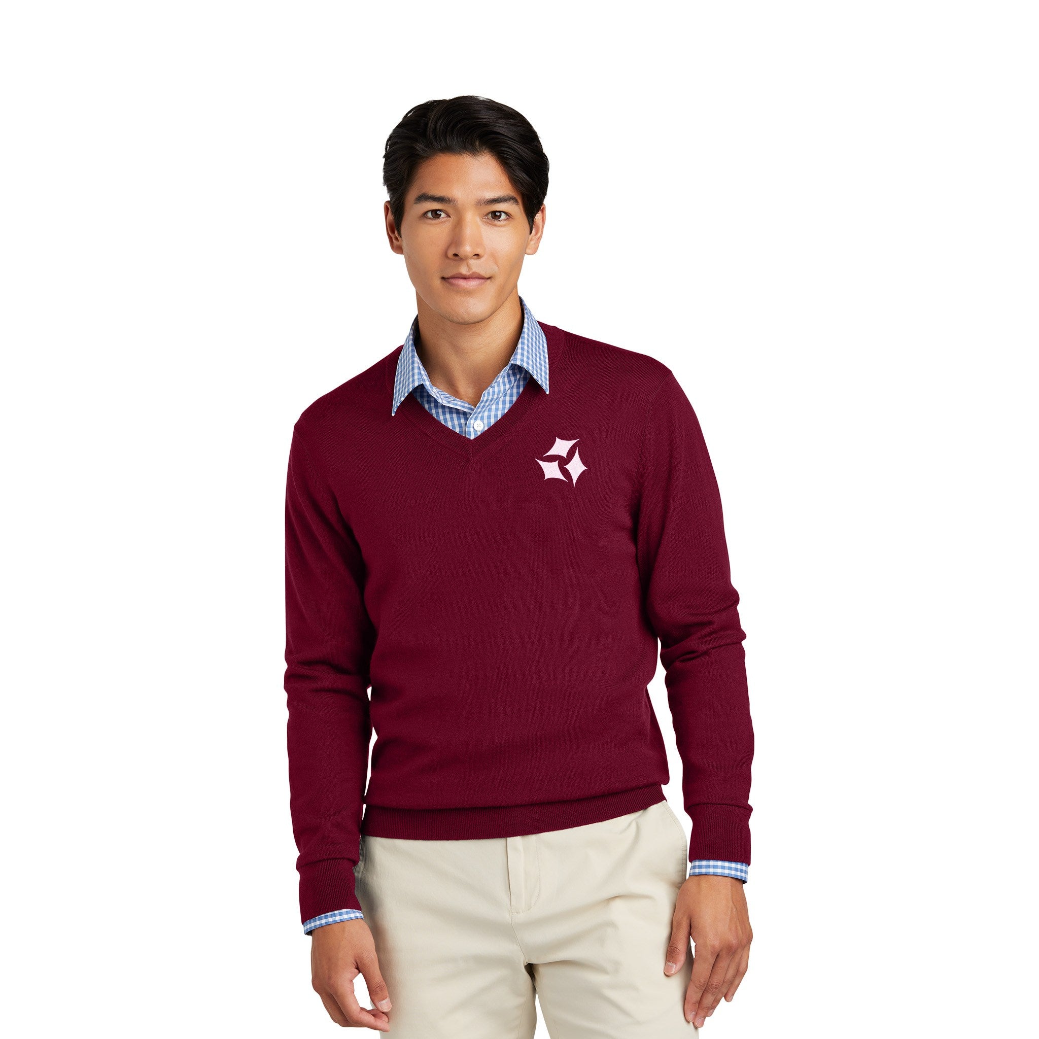 Brooks Brothers ® Washable Merino V-Neck Sweater  Imprinted with Logo (Q177922)