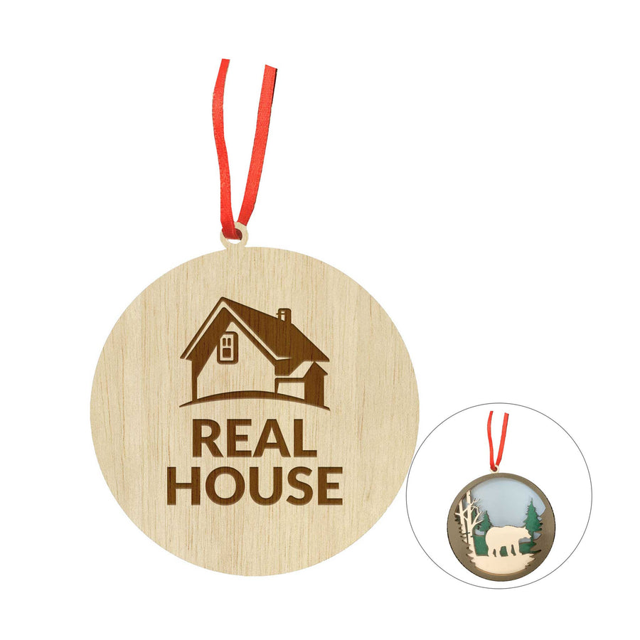 Layered Wood Ornament: Bear in Woods (Q181332)