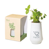 Modern Sprout Tapered Tumbler Grow Kit - White/Mint  Imprinted with Logo (Q186332)