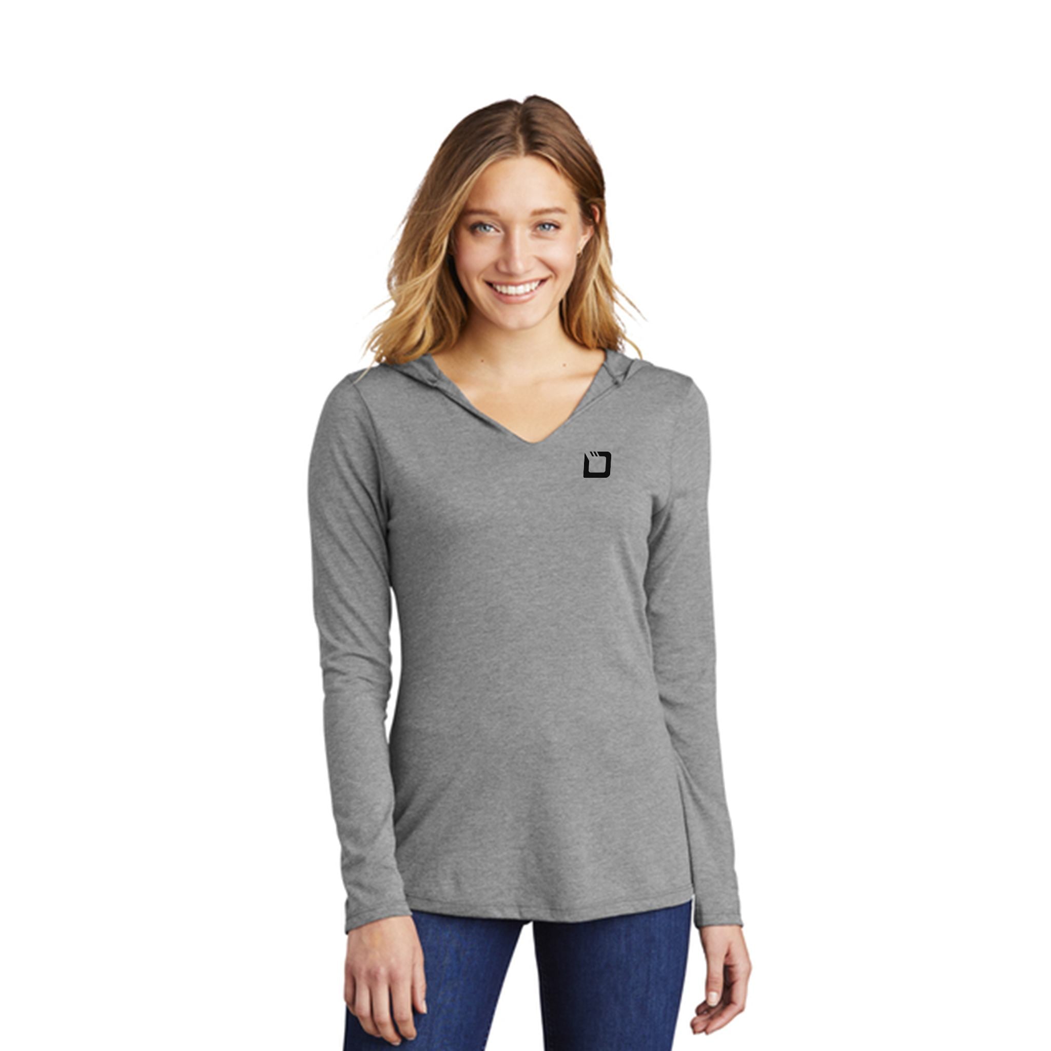 District ® Women’s Perfect Tri ® Long Sleeve Hoodie  Imprinted with Logo (Q187922)