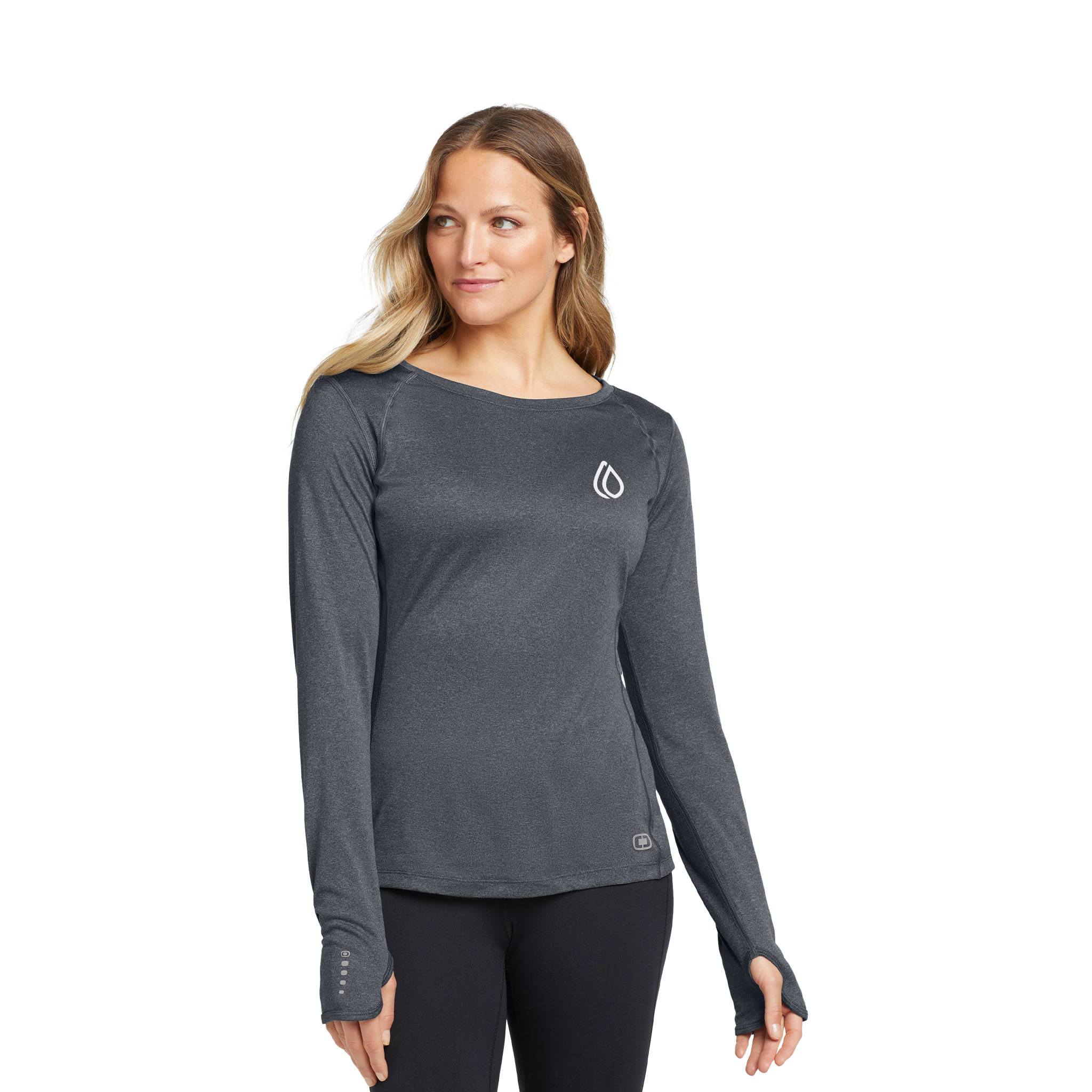 OGIO® ENDURANCE Ladies Long Sleeve Pulse Crew Shirt  Imprinted with Logo (Q189722)