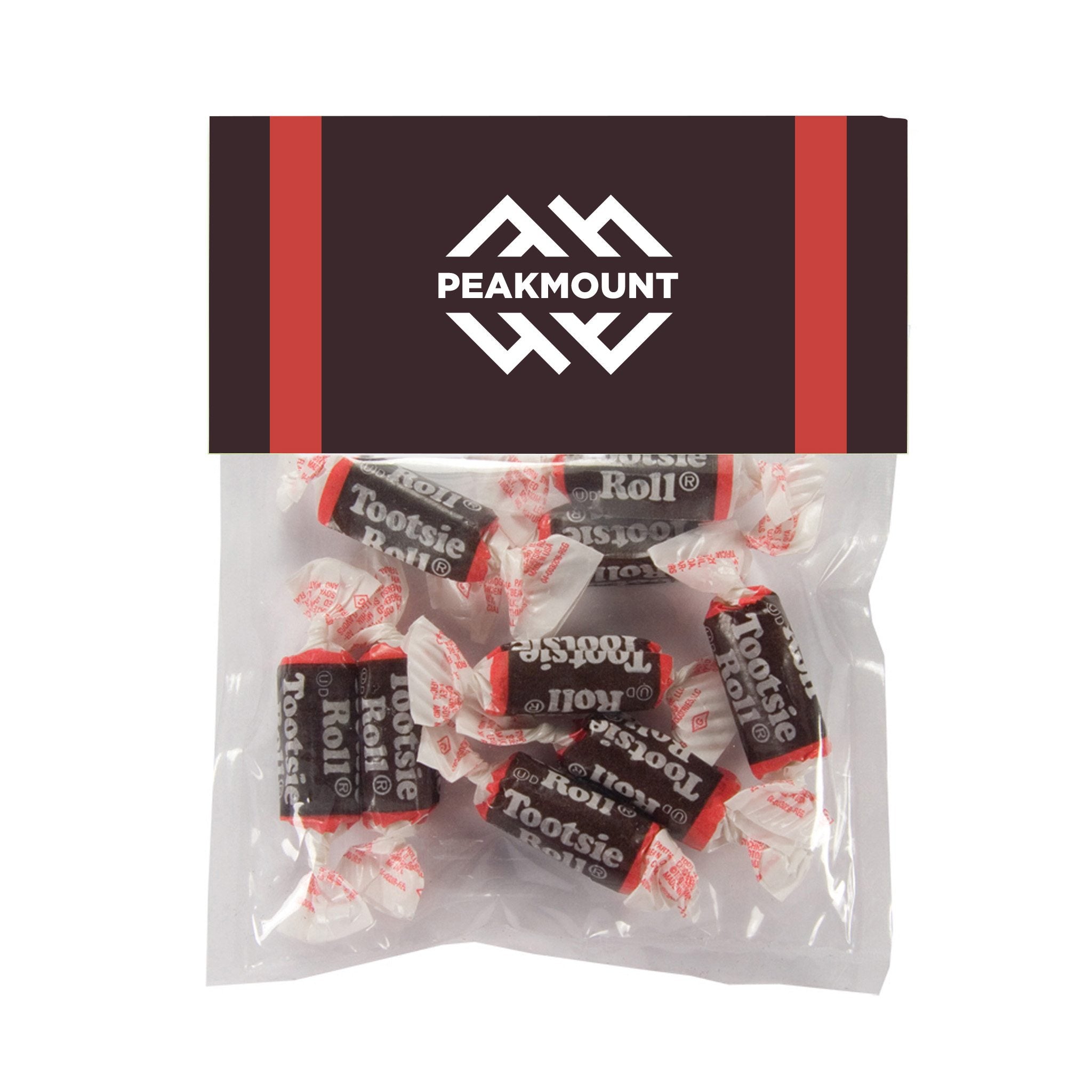Candy Bag With Header Card Tootsie Rolls (Large)  Imprinted with Logo (Q191122)