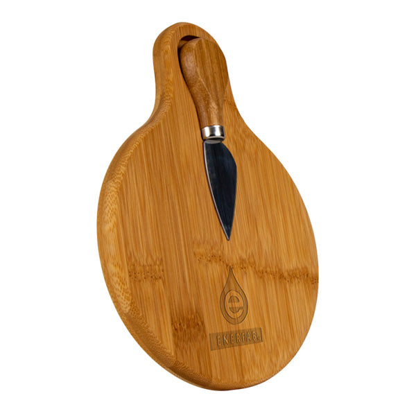 Small Bamboo Cutting Board With Cheese Knife  Imprinted with Logo (Q192922)