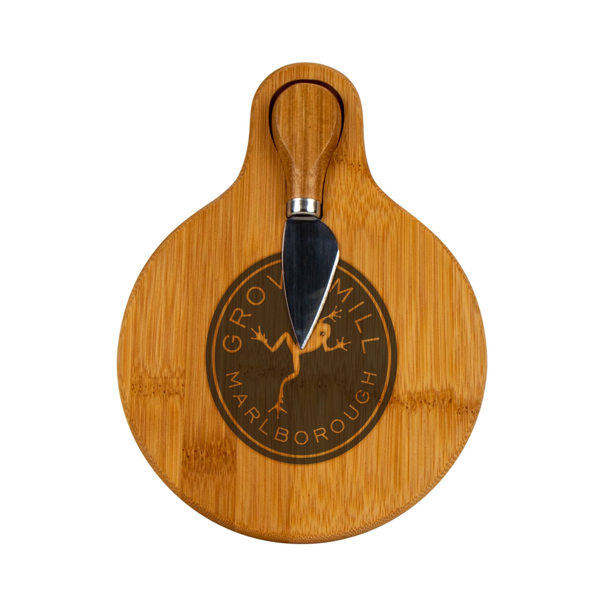 Small Bamboo Cutting Board With Cheese Knife  Imprinted with Logo (Q192922)