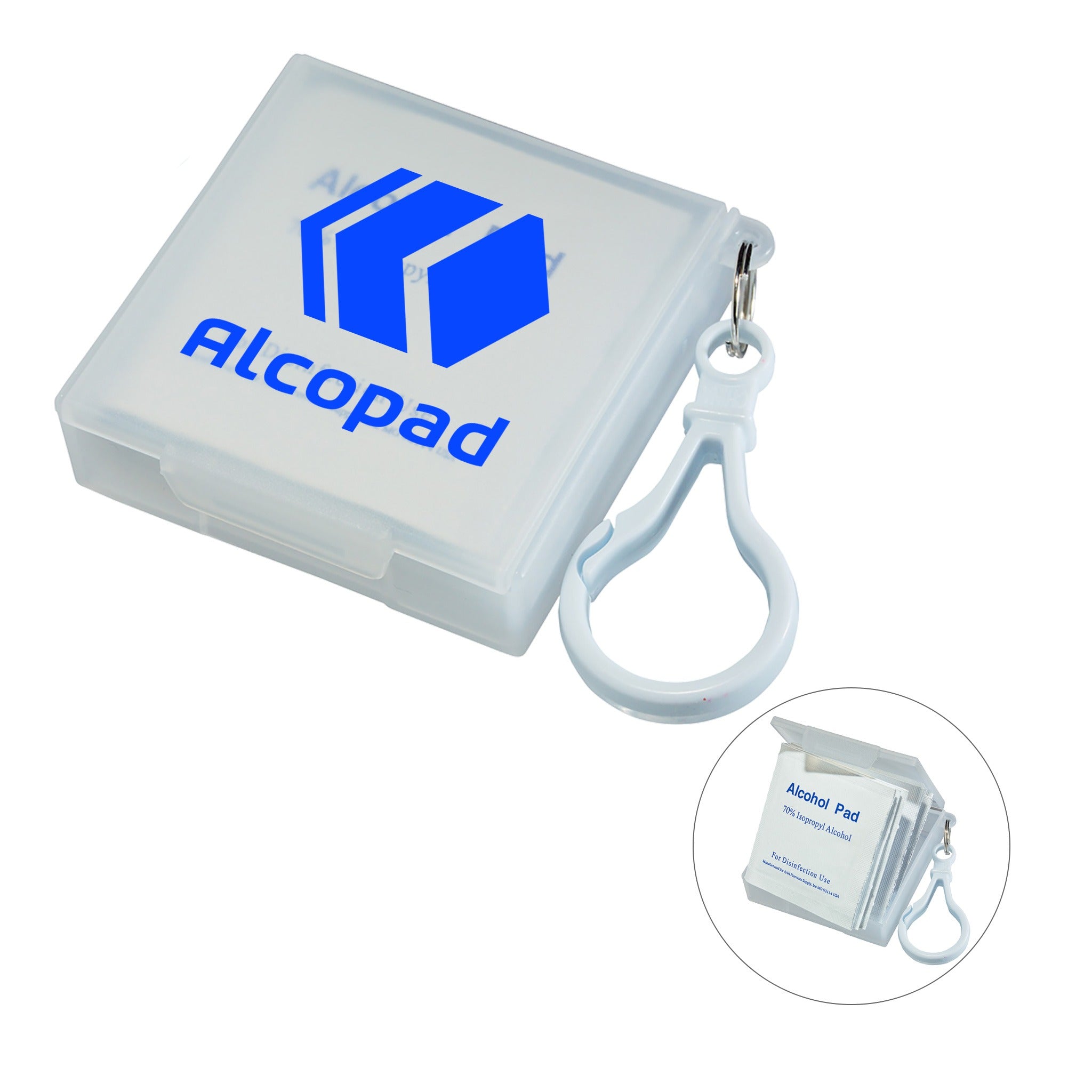 Handy Pack Sanitizing Wipes With Carabiner  Imprinted with Logo (Q194322)