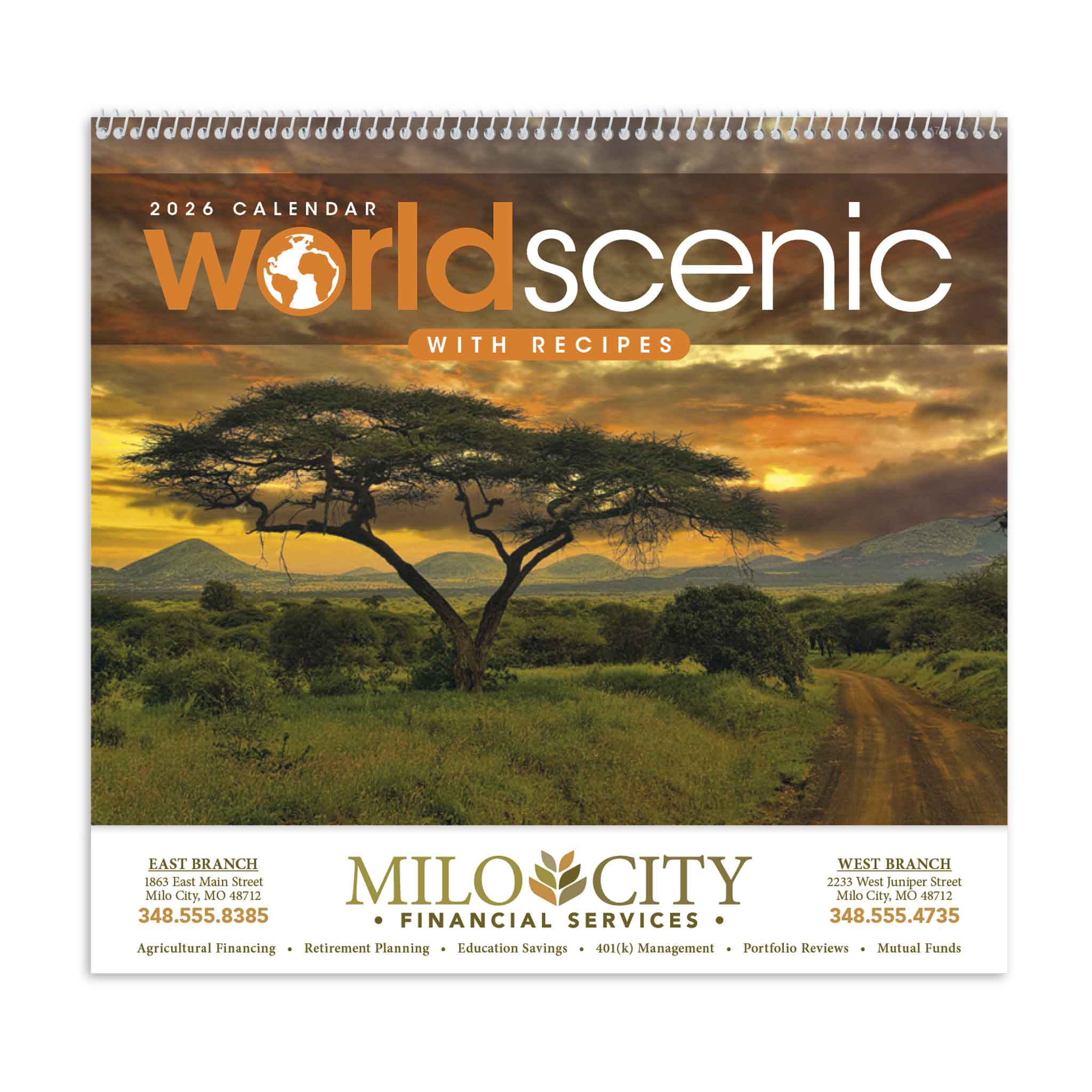 World Scenes With Recipe Calendar  Imprinted with Logo (Q194722)