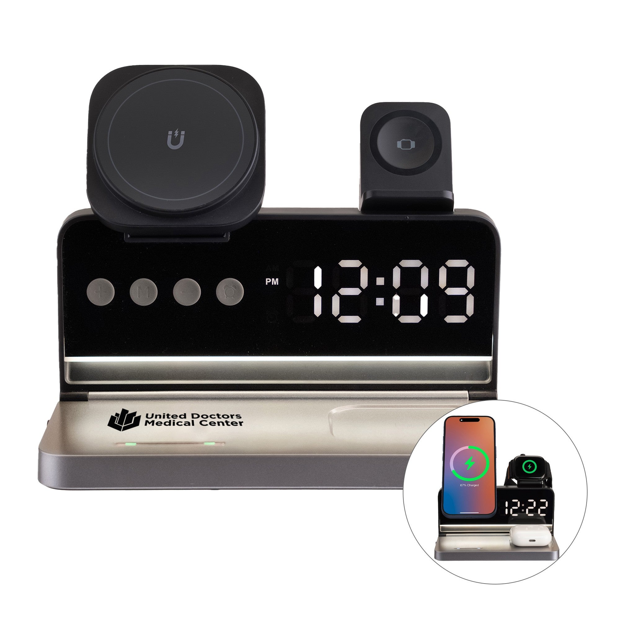 3-in-1 MagSafe Wireless Charging Station Alarm Clock  Imprinted with Logo (Q195532)