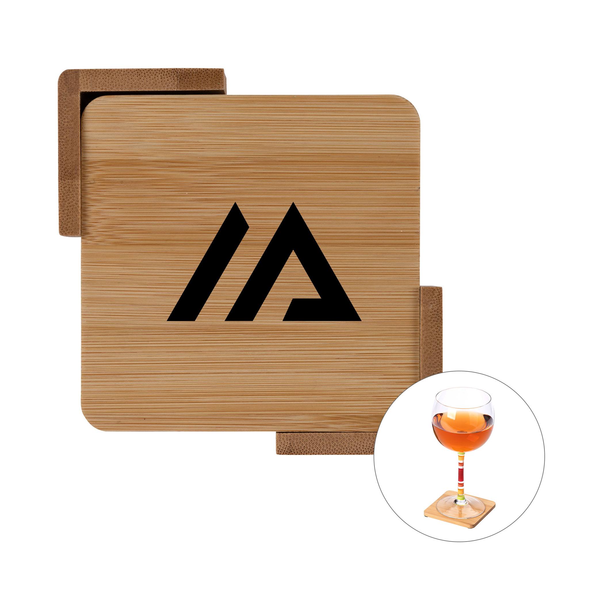 Brandon IV 4-Piece Bamboo Coaster Set  Imprinted with Logo (Q197322)