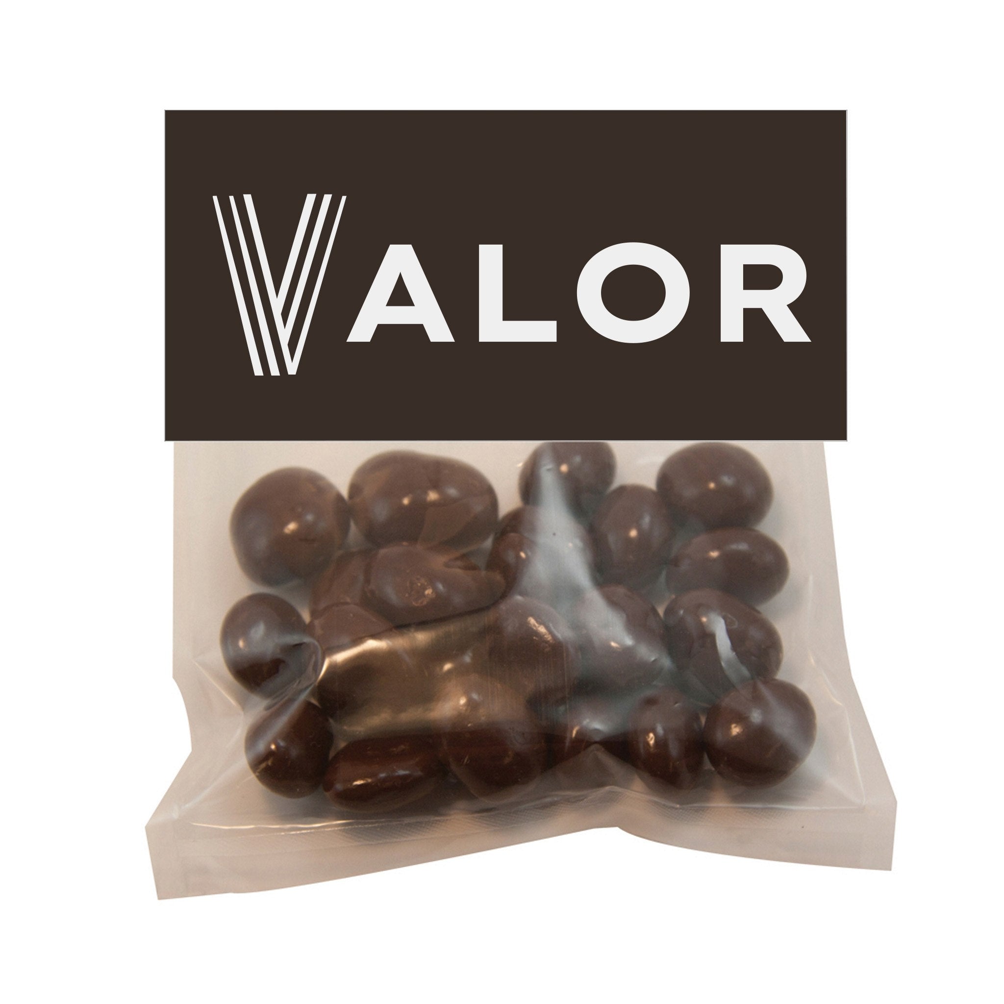 Candy Bag With Header Card Chocolate Covered Raisins (L)  Imprinted with Logo (Q201122)