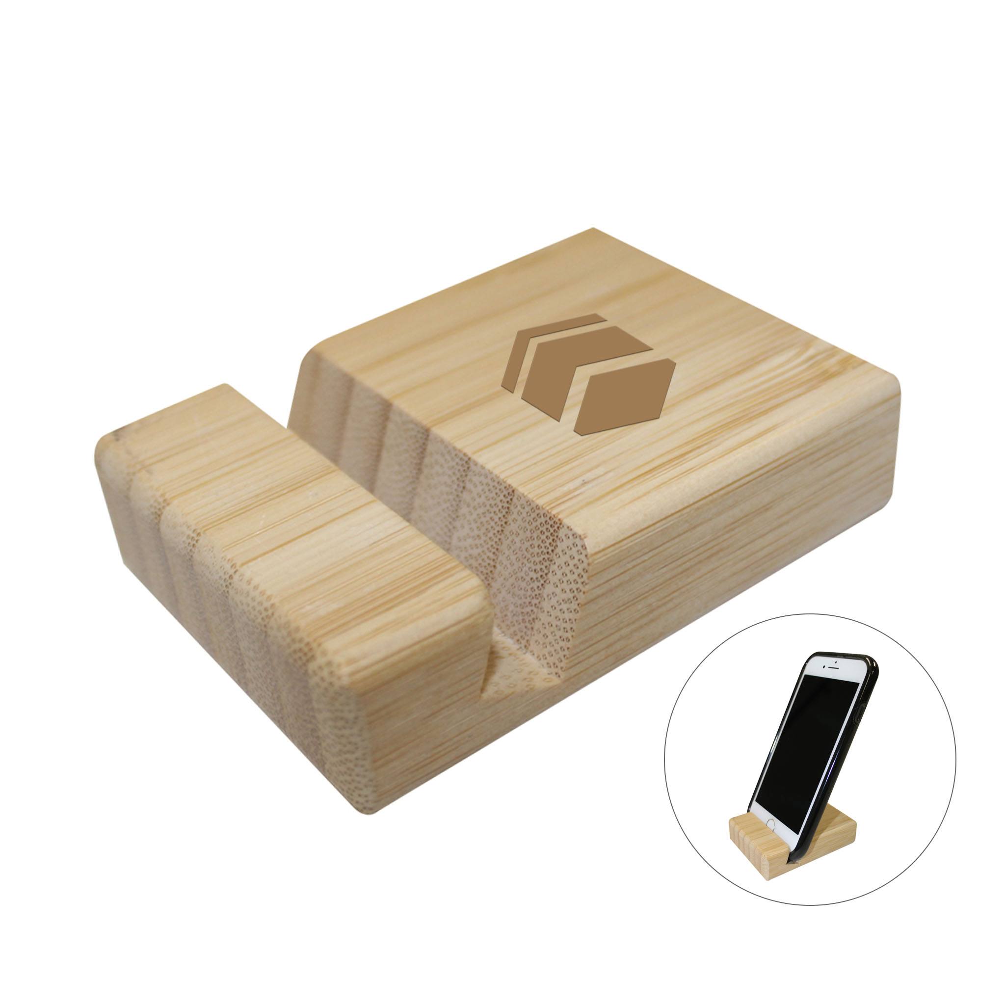 Bamboo Block Phone Stand  Imprinted with Logo (Q214522)