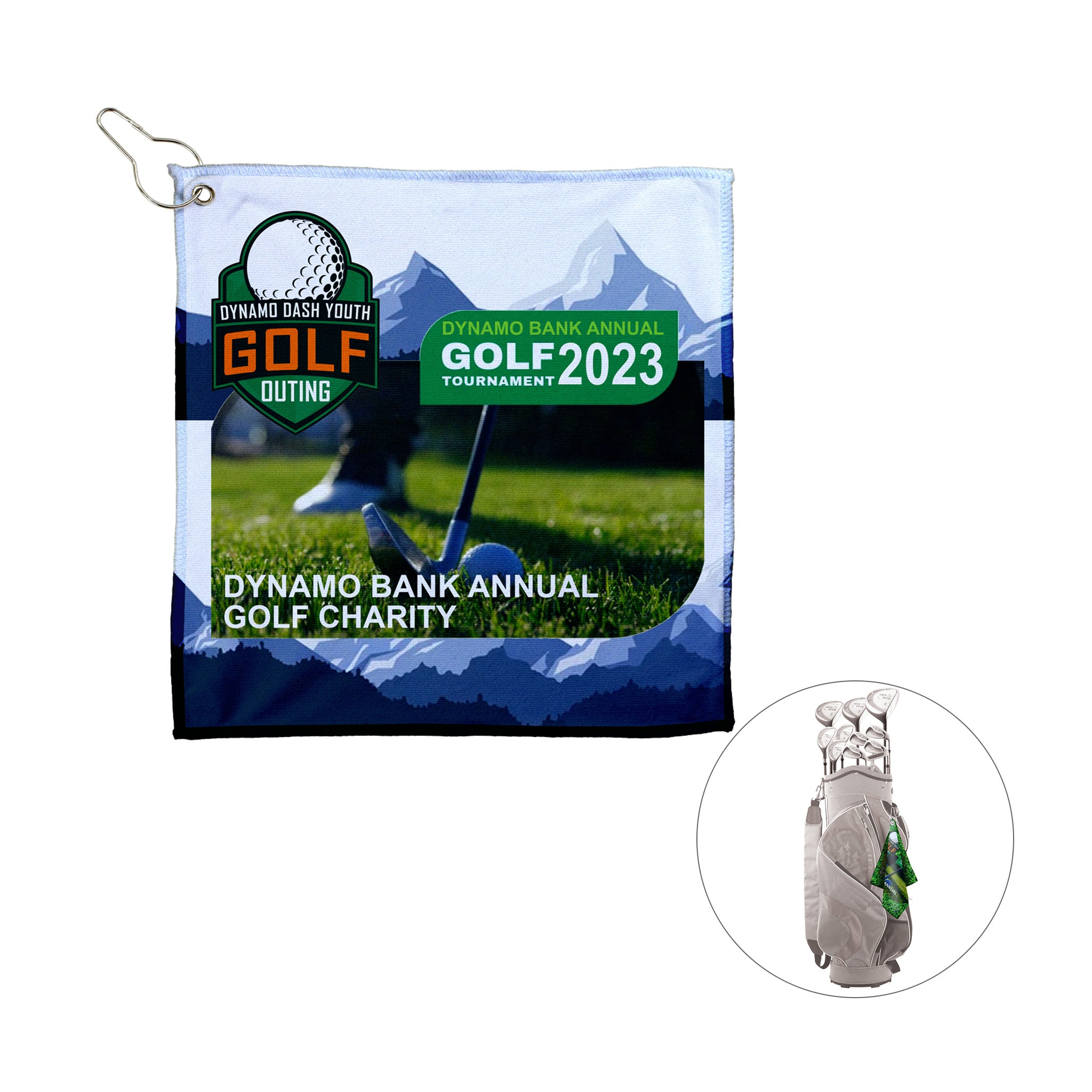 12 x 12 Inch The Full Color Wedge Golf Towel  Imprinted with Logo (Q218022)